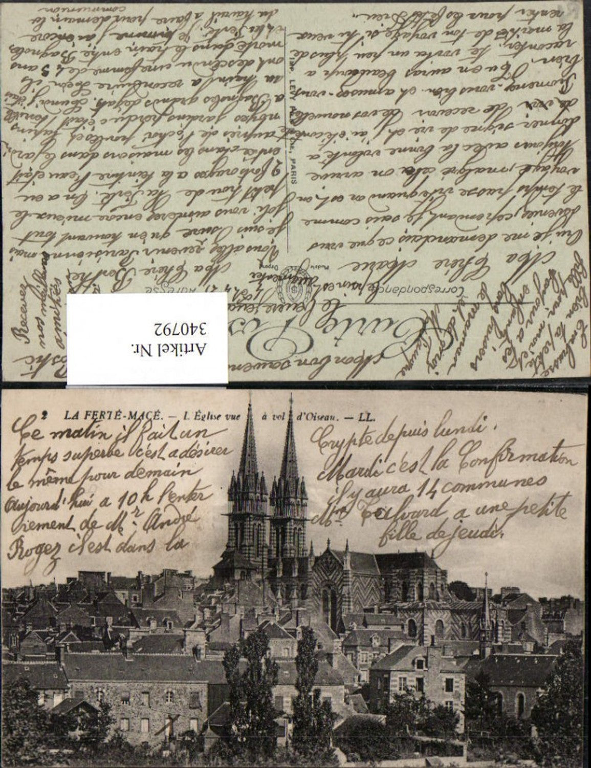 340792,Basse-Normandie Orne La Ferte-Mace L'Eglise vue a vol d'Oiseau Kirche