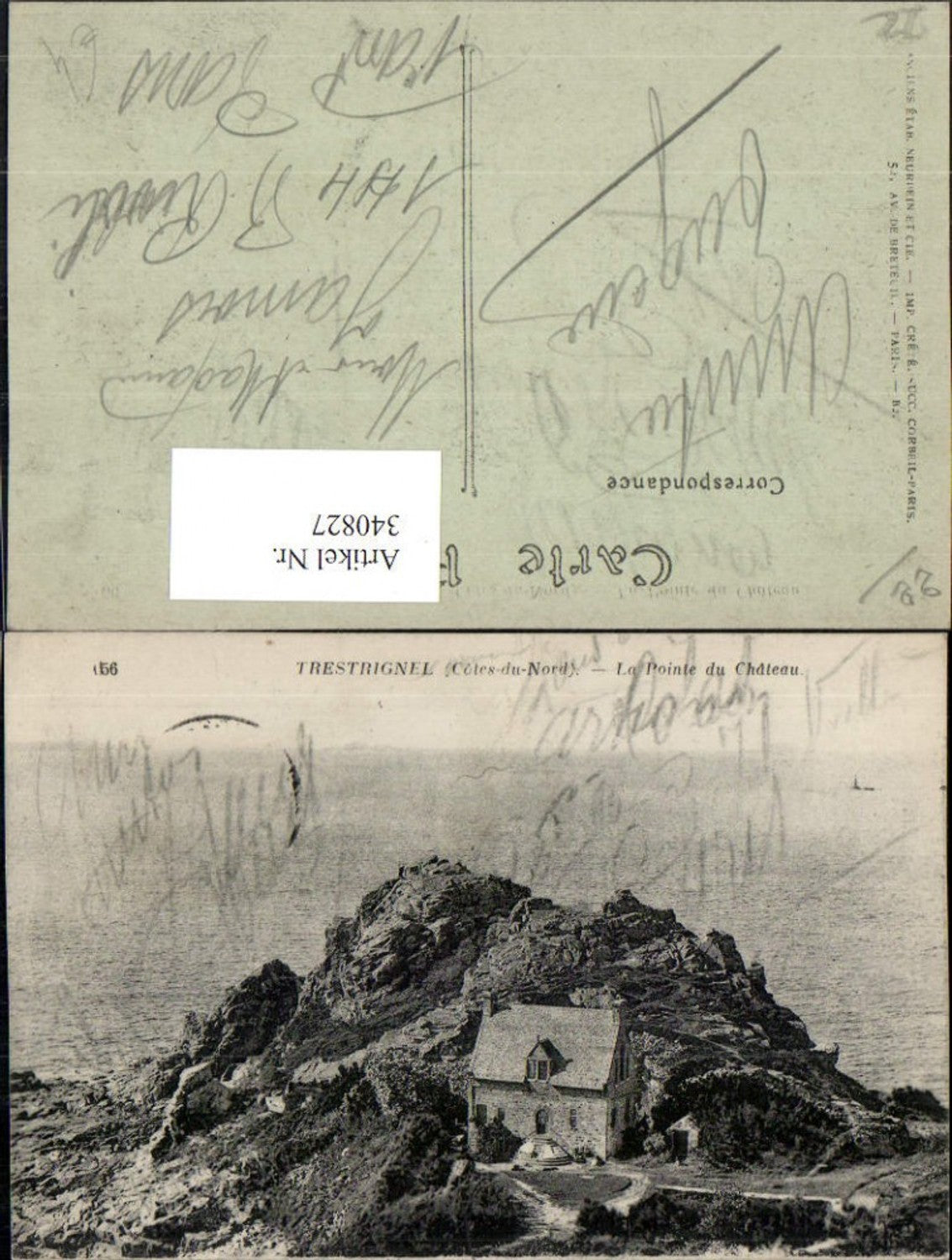 340827,Bretagne Cote-Amor Trestrignel La Pointe du Chateau Gebäude Küste