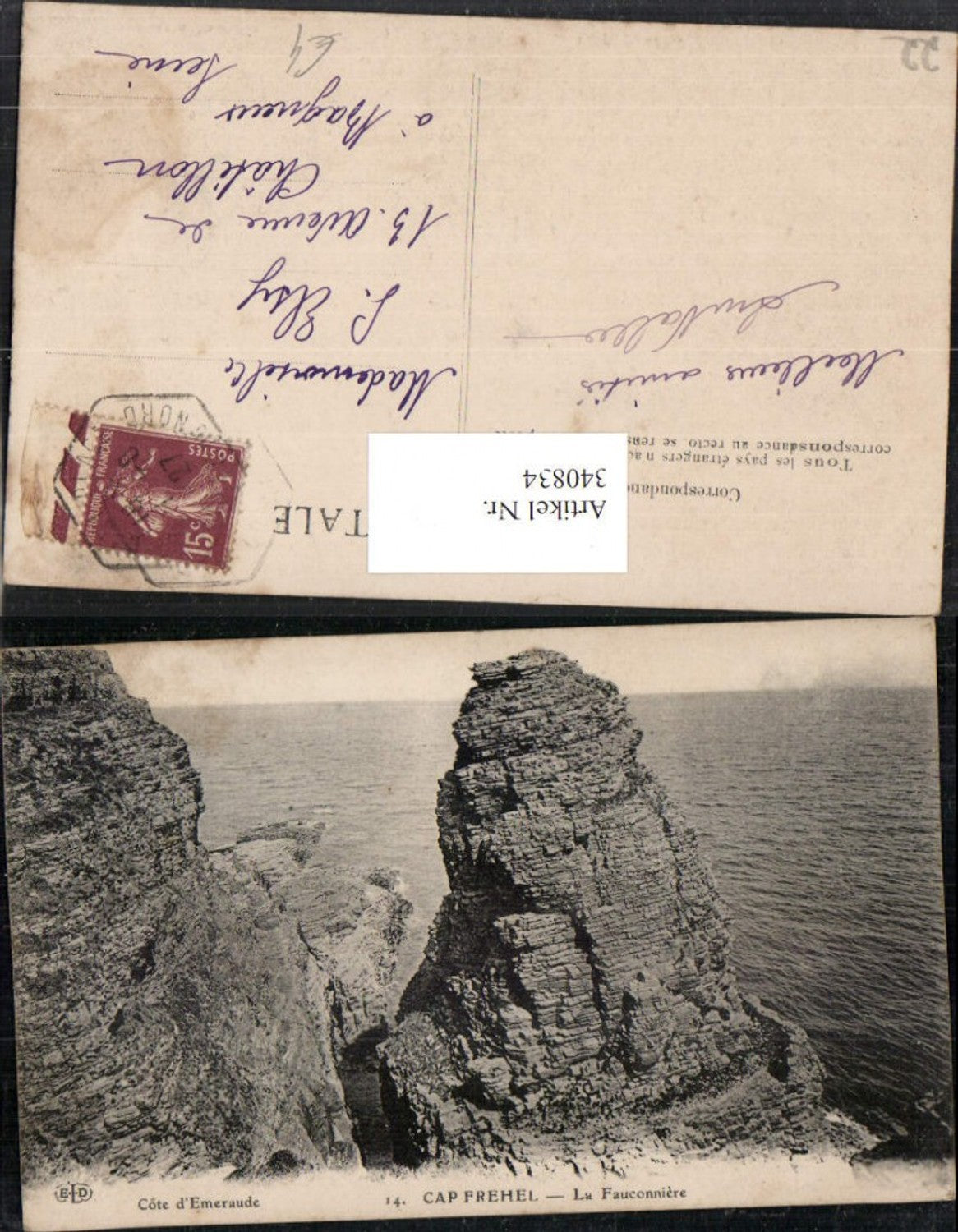 340834,Bretagne Cote-Amor Cap Frehel La Fauconniere Felsen