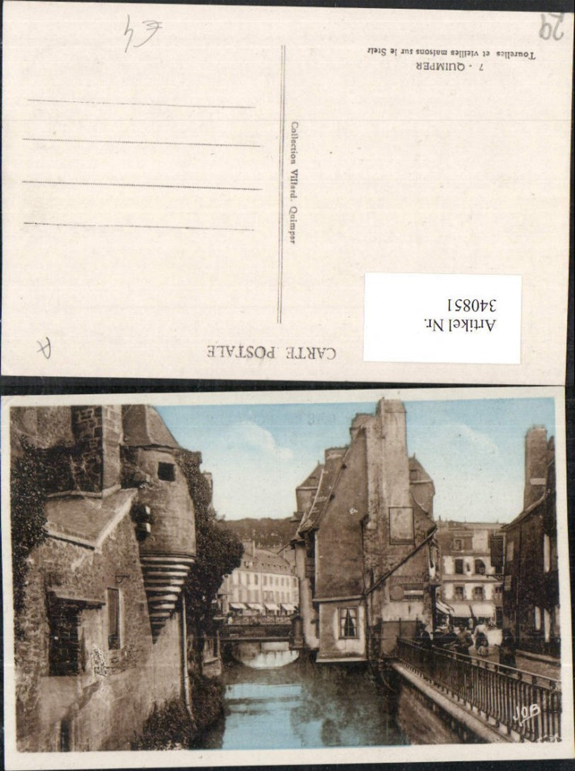 340851,Bretagne Finistere Quimper Tourelles et vieilles maisons sur le Steir Fluss Motiv