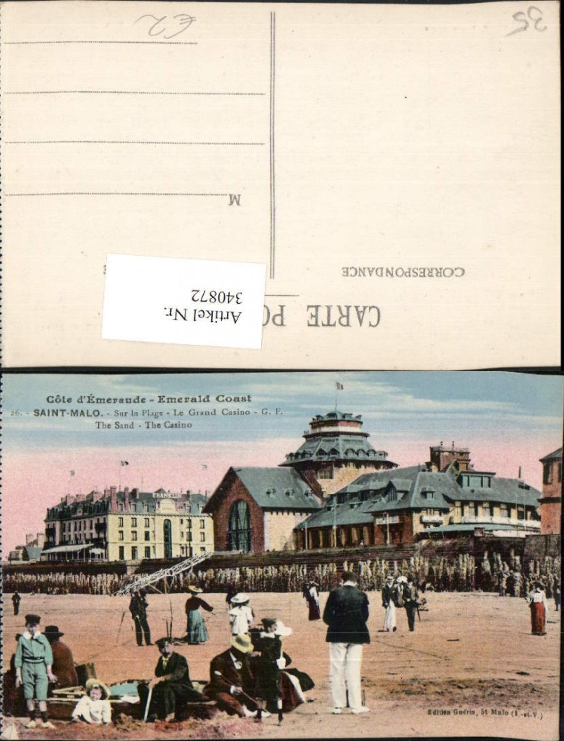 340872,Bretagne Ille-et-Vilaine Saint-Malo Sur la Plage Le Grand Casino Strand Strandleben
