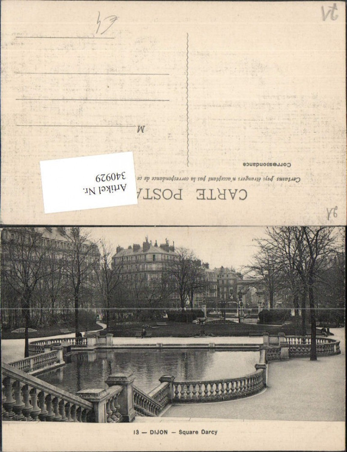 340929,Burgund Cote-Or Dijon Square Darcy Platz Wasserbecken