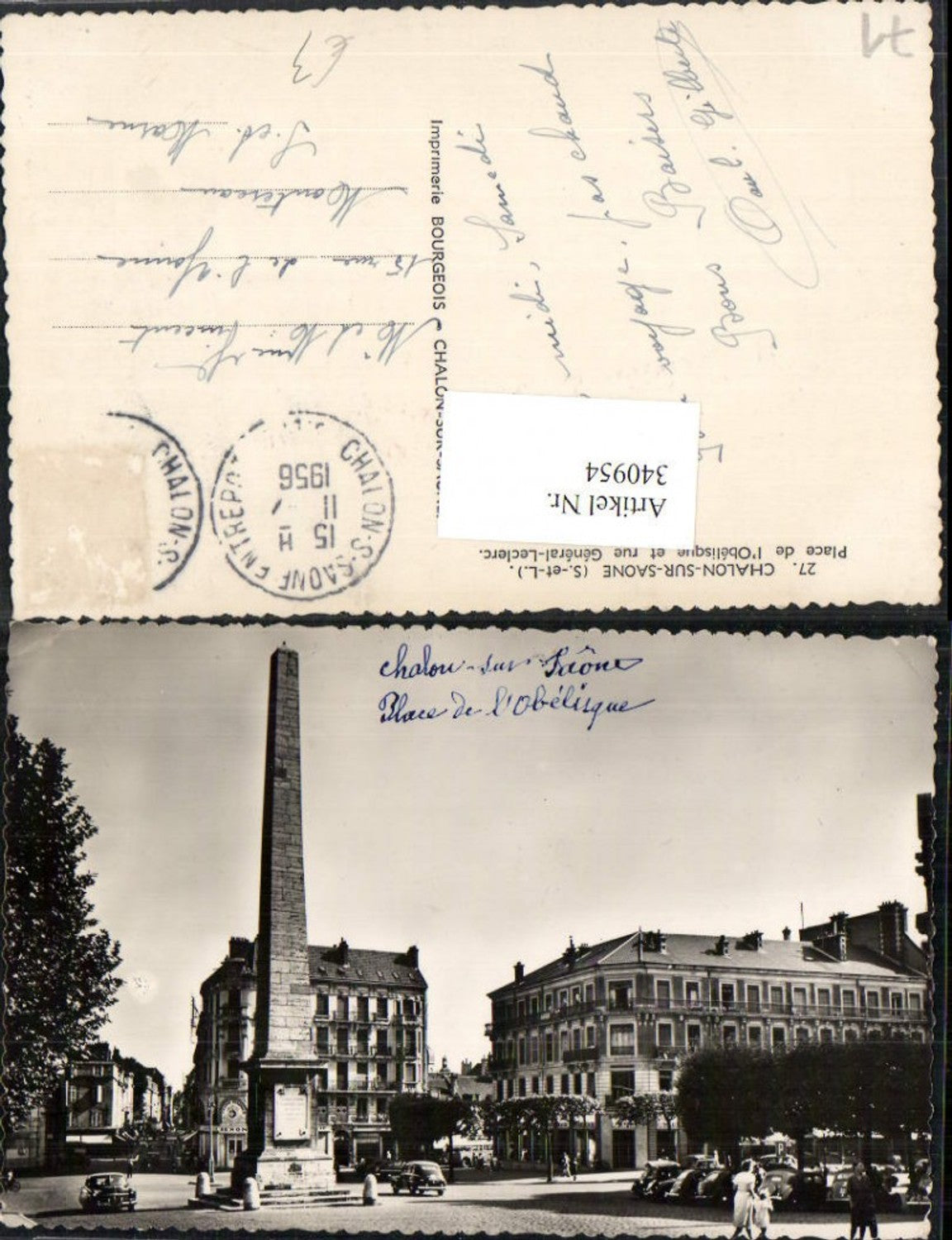 340954,Burgund Saone-et-Loire Chalon-sur-Saone Place de l'Obelisque et rue General-Leclerc Obelisk