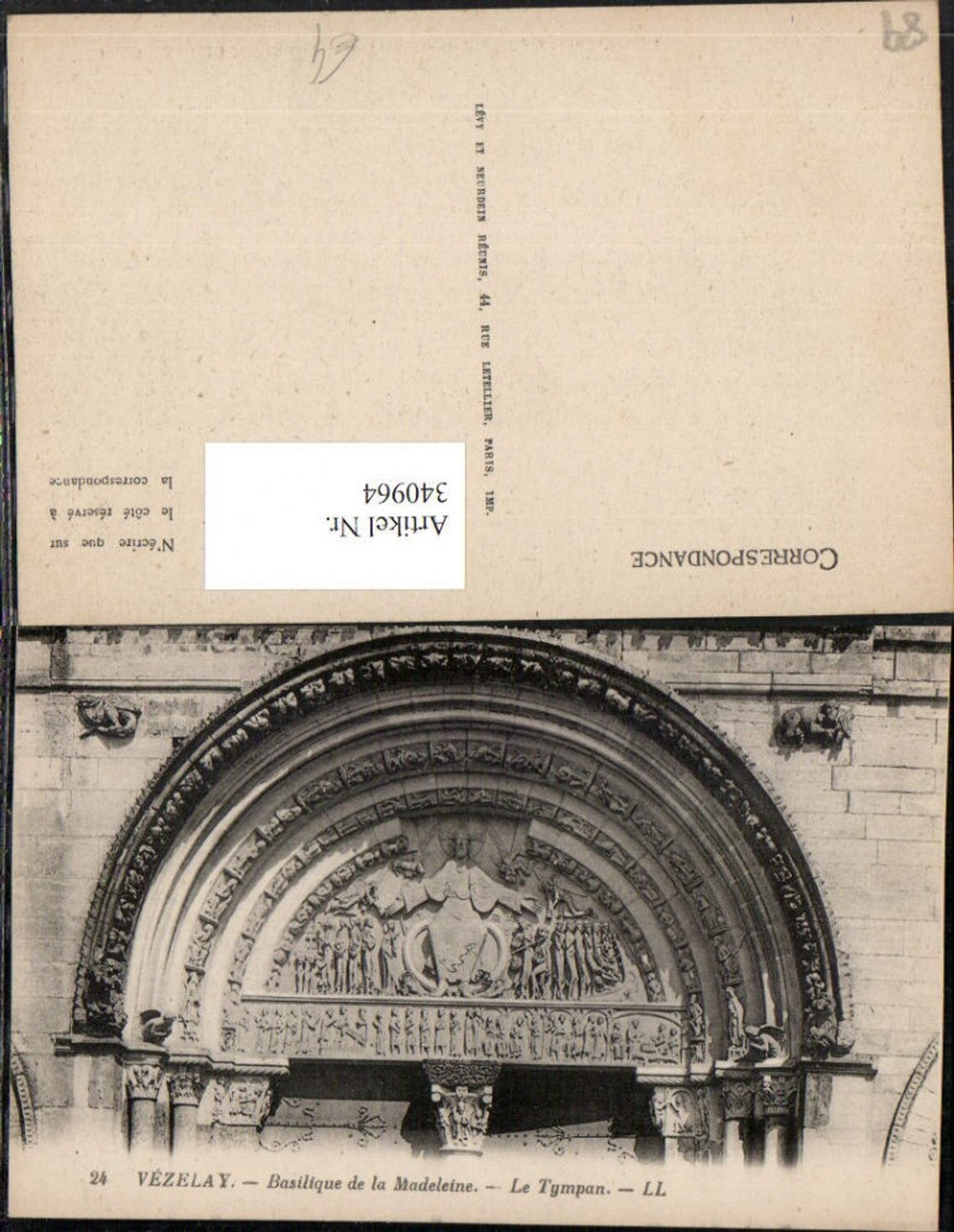 340964,Burgund Yonne Vezelay Basilique de la Madeleine Le Tympan Portal Relief