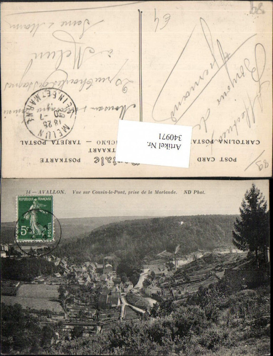 340971,Burgund Yonne Avallon Vue sur Cousin-le-Pont prise de la Morlande Totale