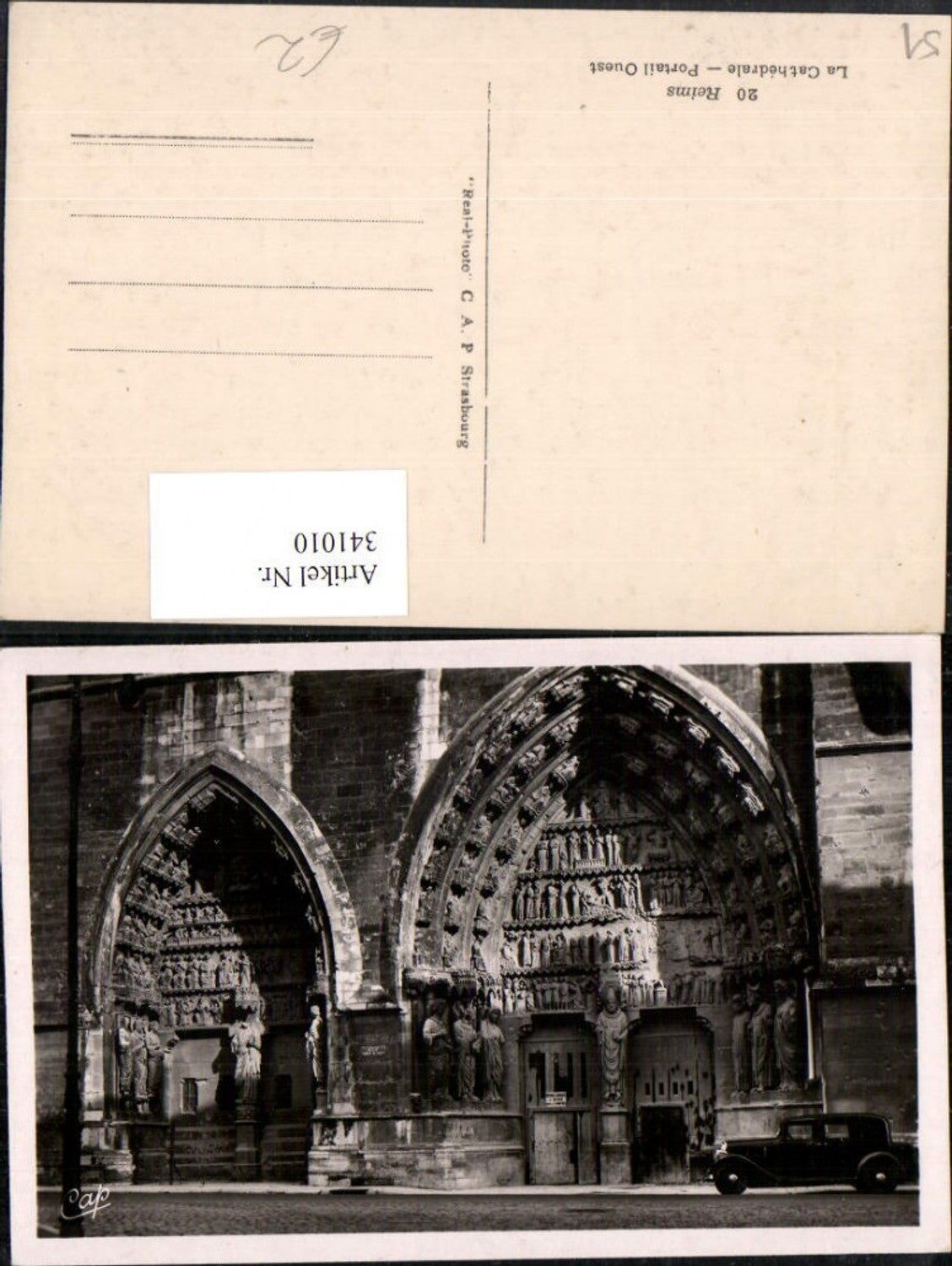 341010,Champagne-Ardenne Marne Reims La Cathedrale Portail Ouest Kirchenportal