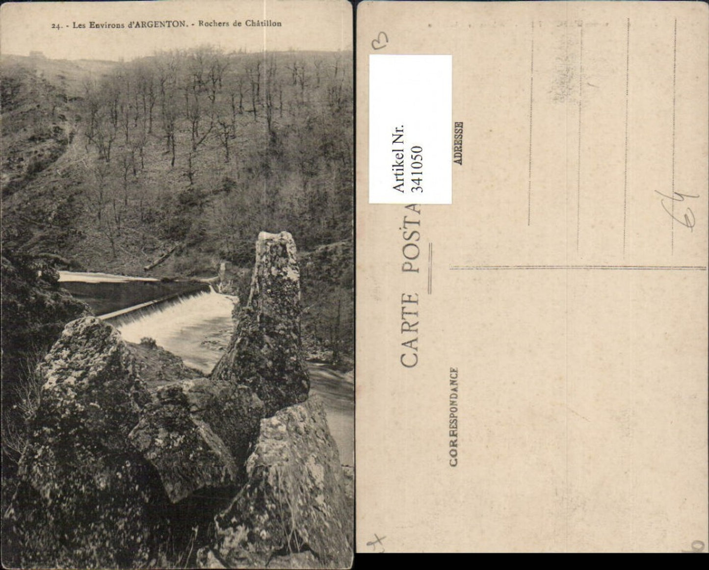 341050,Centre Indre Argenton Rochers de Chatillon Felsen Wehr