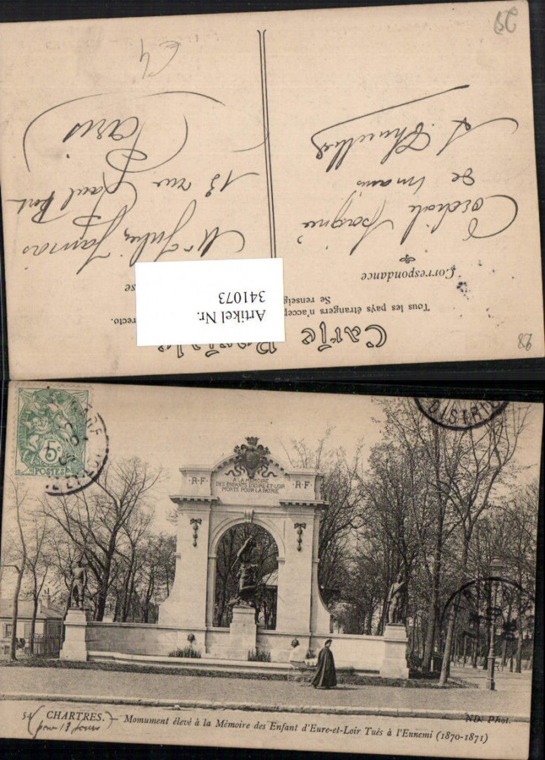 341073,Centre Eure-et-Loir Chartres Monument eleve a la Memoire des Enfant Kriegerdenkmal