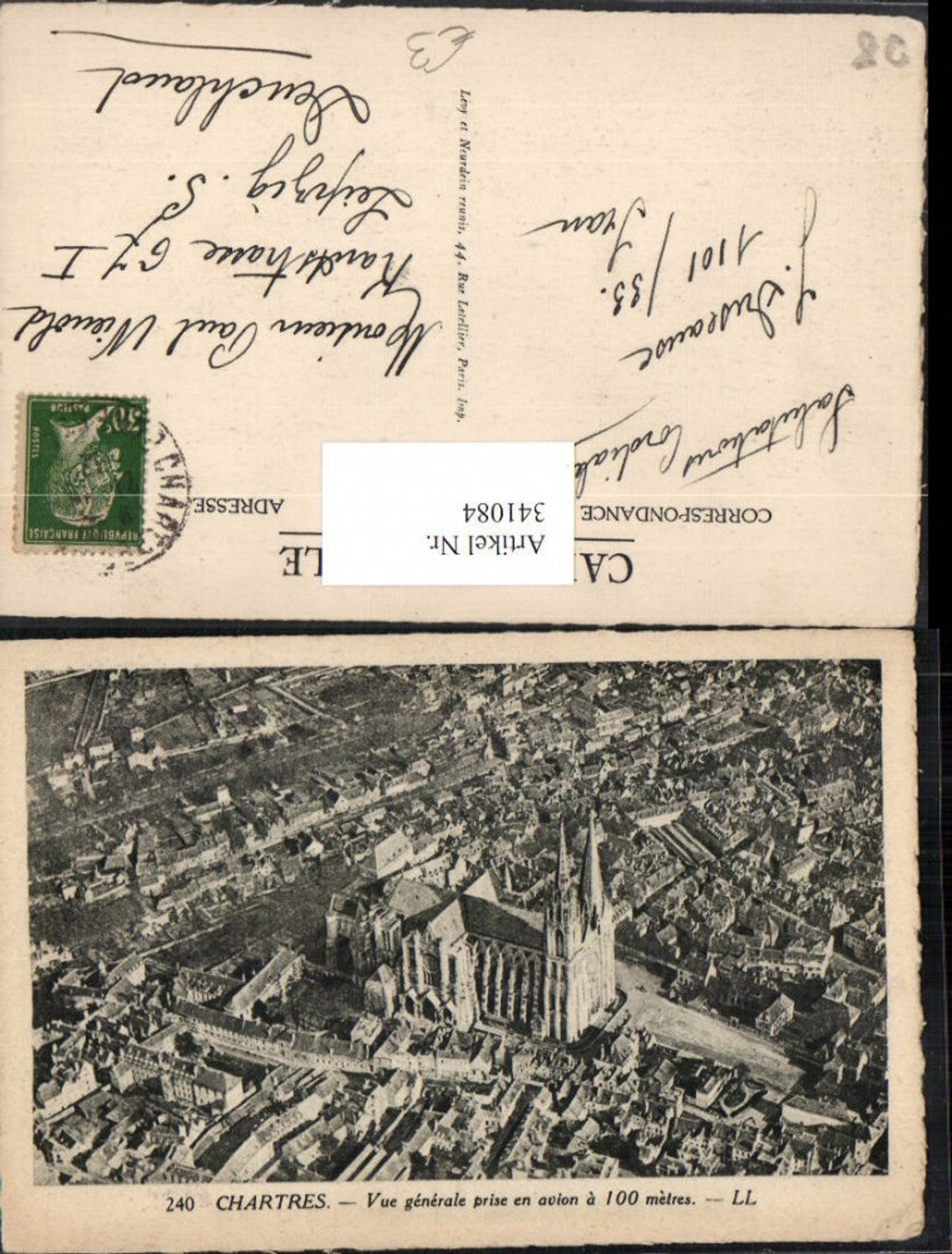 341084,Centre Eure-et-Loir Chartres Vue generale Totale Kirche Fliegeraufnahme