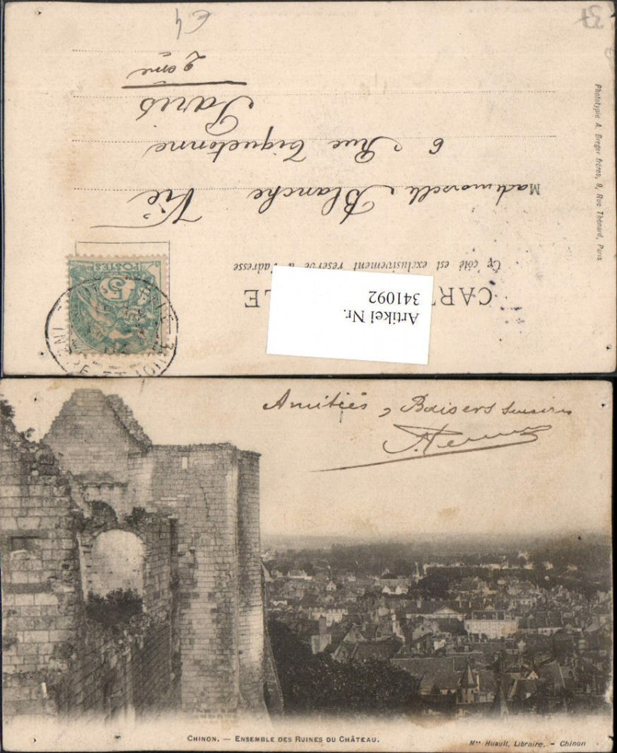 341092,Centre Indre-et-Loire Chinon Ensemble des Ruines du Chateau Schlossruine
