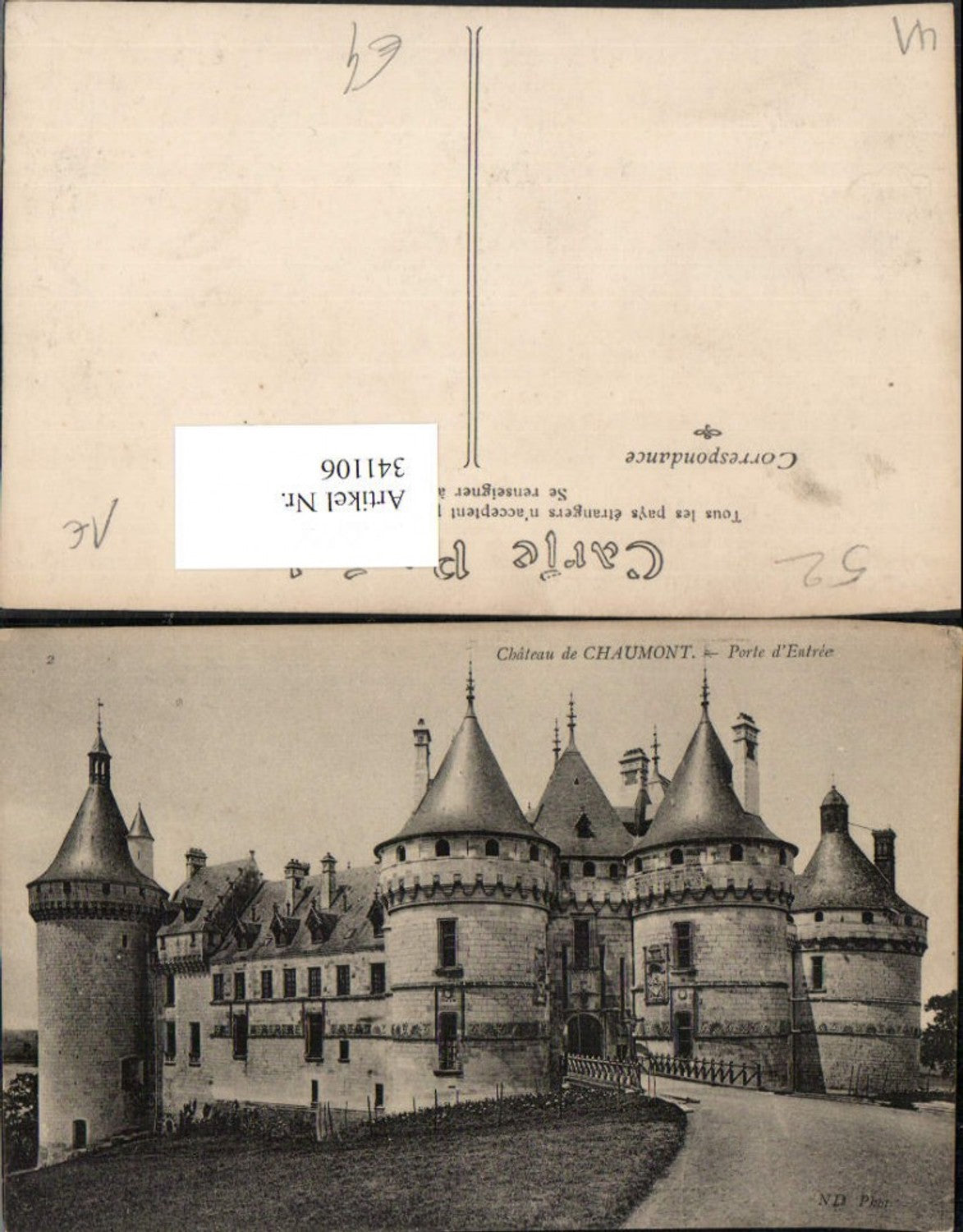 341106,Centre Loire-et-Cher Chateau de Chaumont Porte d'Entree Schloss