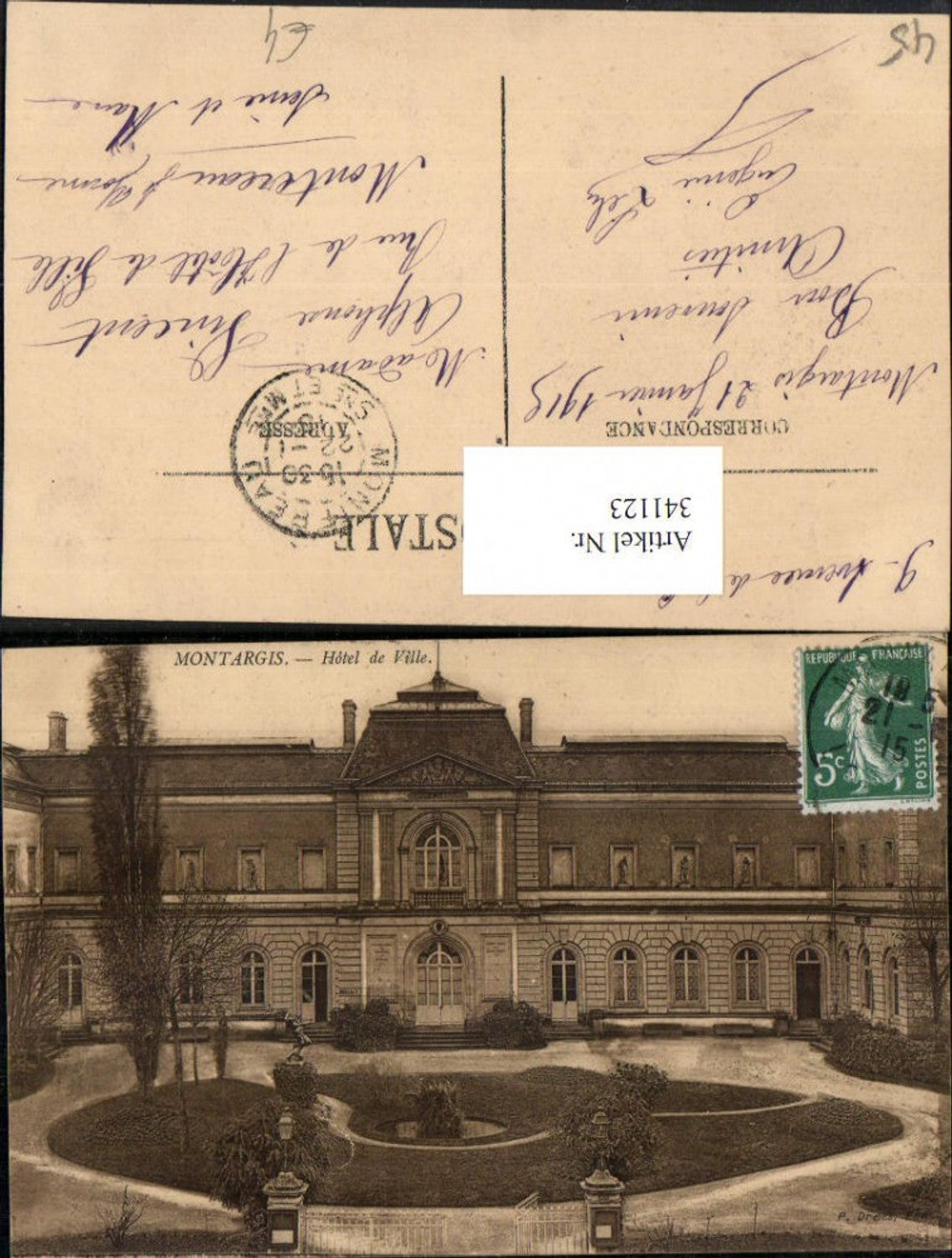341123,Centre Loiret Montargis Hotel de Ville Rathaus