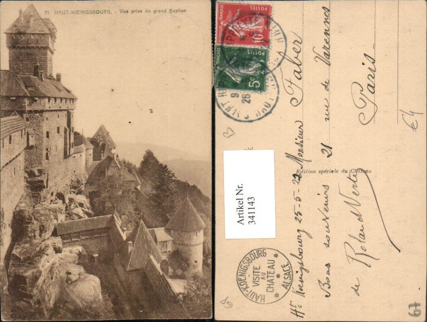 341143,Elsass Bas-Rhin Haut-Koenigsbourg Vue prise du grand Bastion Burg