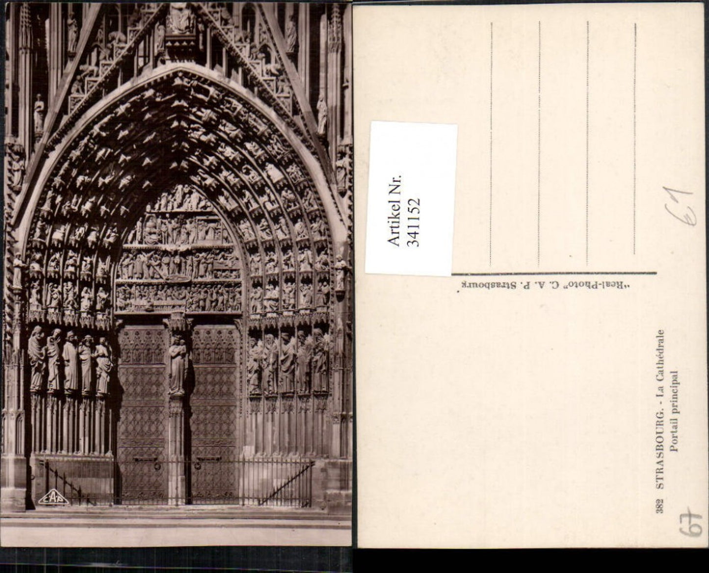 341152,Elsass Bas-Rhin Strasbourg Straßburg La Cathedrale Portail Kirchenportal