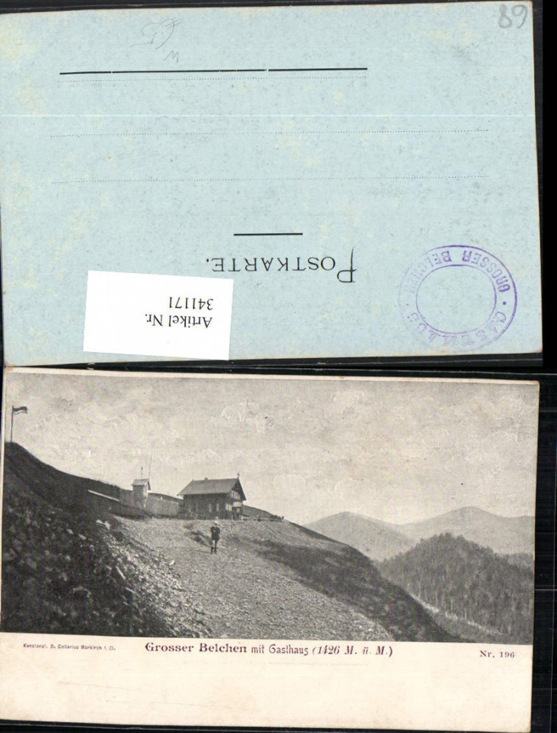 341171,Elsass Haut-Rhin Großer Belchen b. Guebwiller m. Gastaus