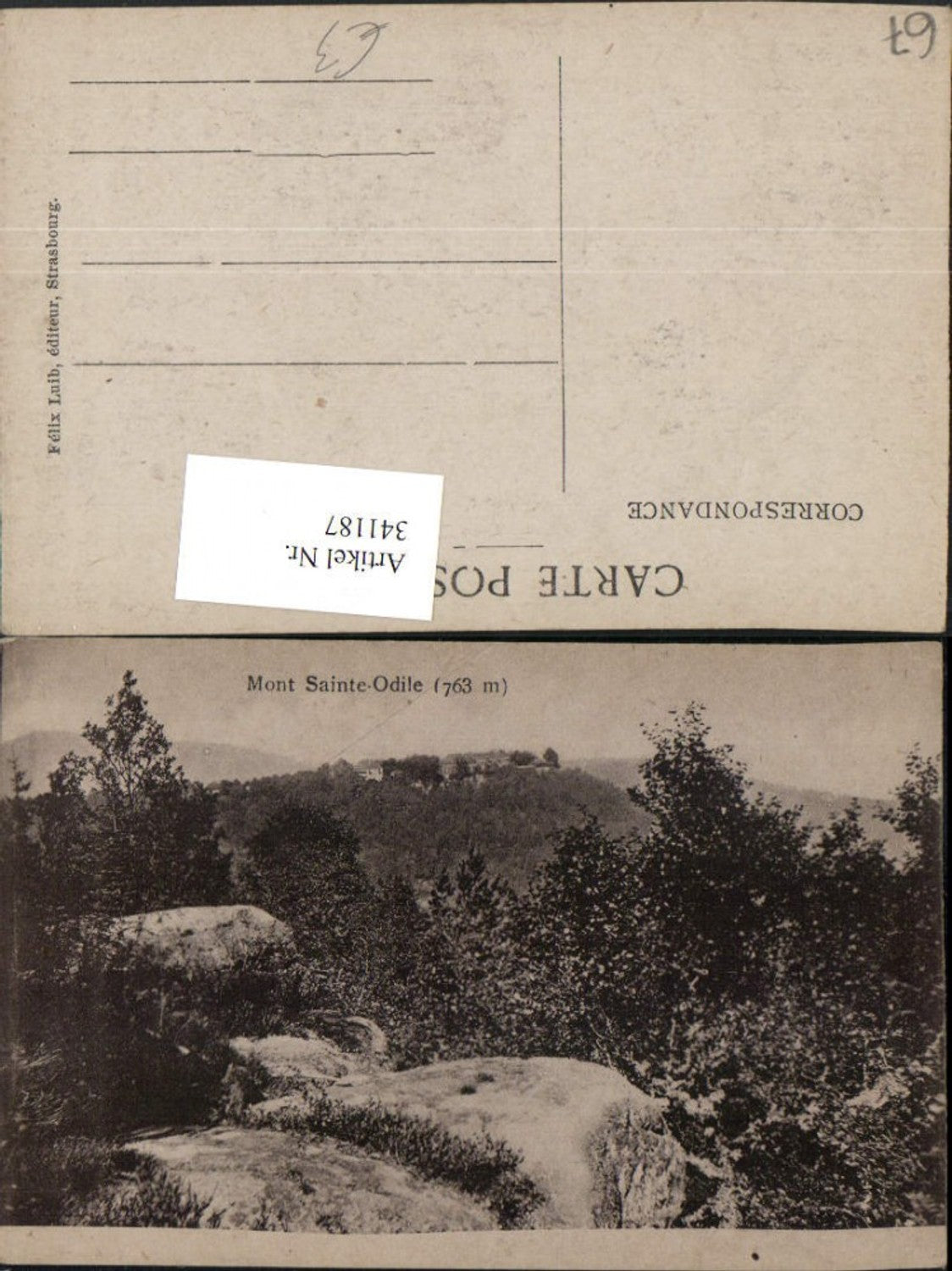 341187,Elsass Bas-Rhin Monte Saitne-Odile Odilienberg b. Obernai