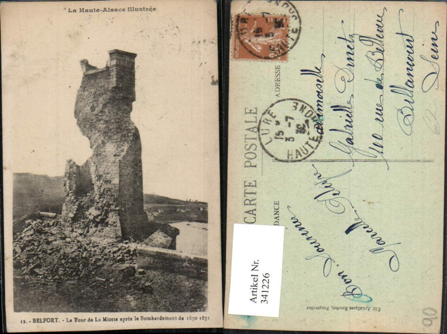 341226,Franche-Comte Territoire-de-Belfort Belfort Tour de la Miotte Ruine Turm
