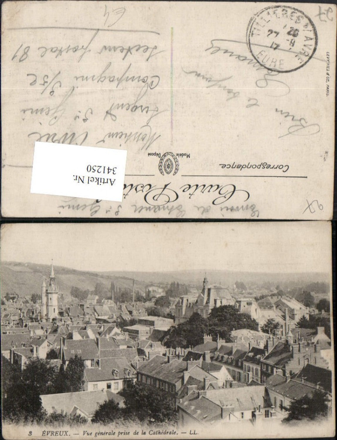 341250,Haute-Normandie Eure Evreux Vue generale prise de la Cathedrale Teilansicht