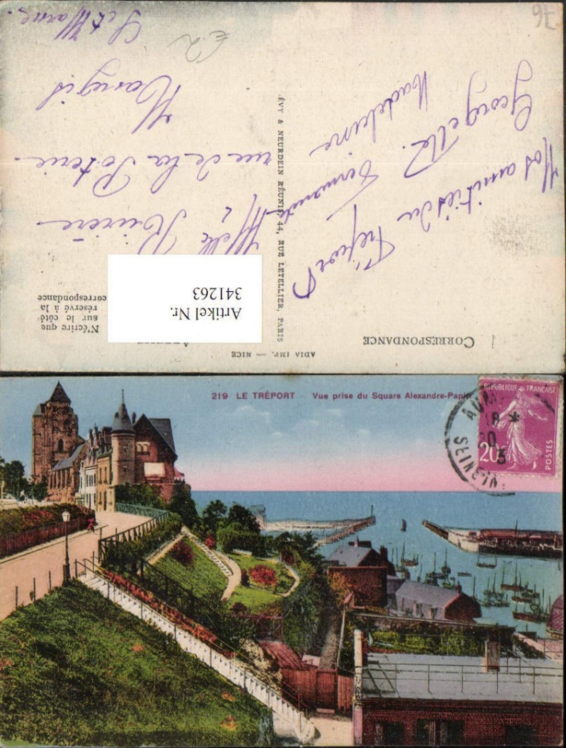 341263,Haute-Normandie Seine-Maritime Le Treport Vue prise du Square Alexandre-Papin