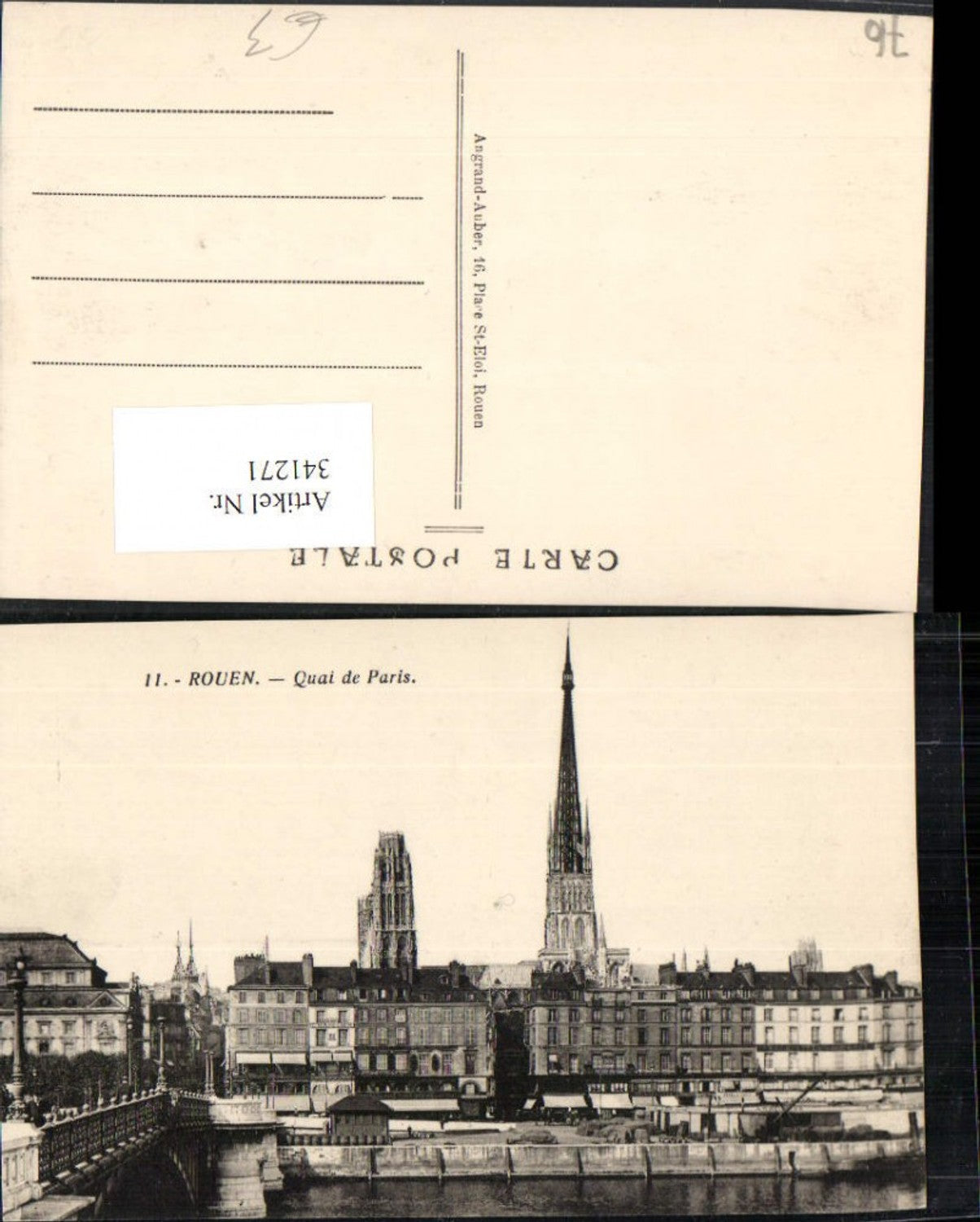 341271,Haute-Normandie Seine-Maritime Rouen Quai de Paris Brücke Kirchenturm