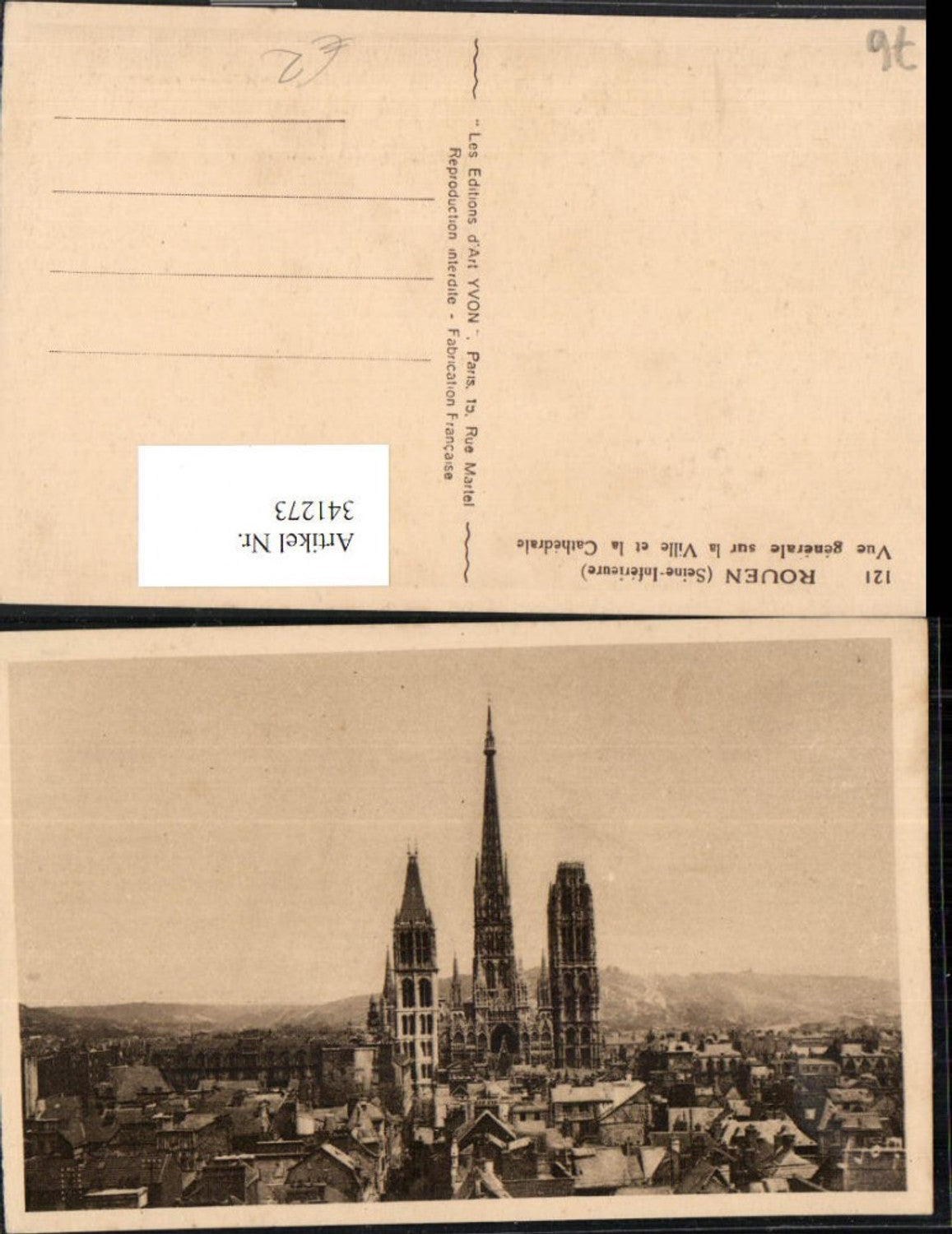 341273,Haute-Normandie Seine-Maritime Rouen Vue generale sur la Ville et la Cathedrale Totale
