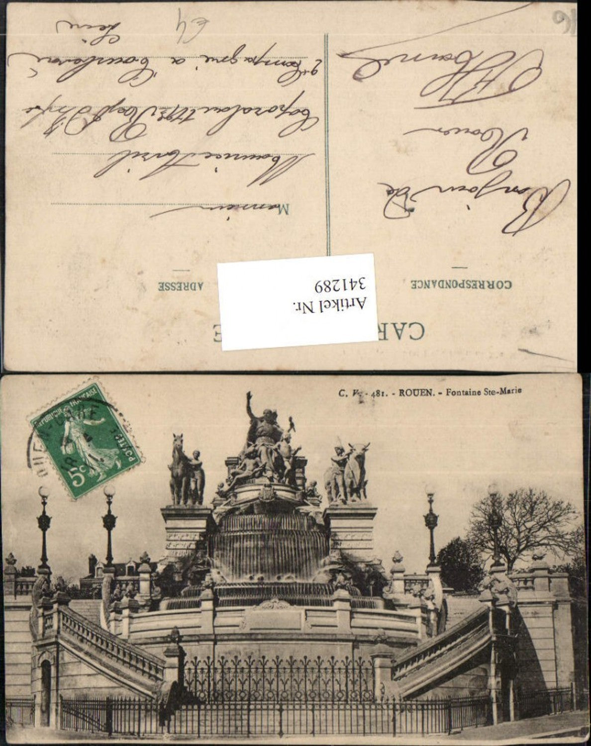 341289,Haute-Normandie Seine-Maritime Rouen Fontaine Ste-Marie Brunnen Statue