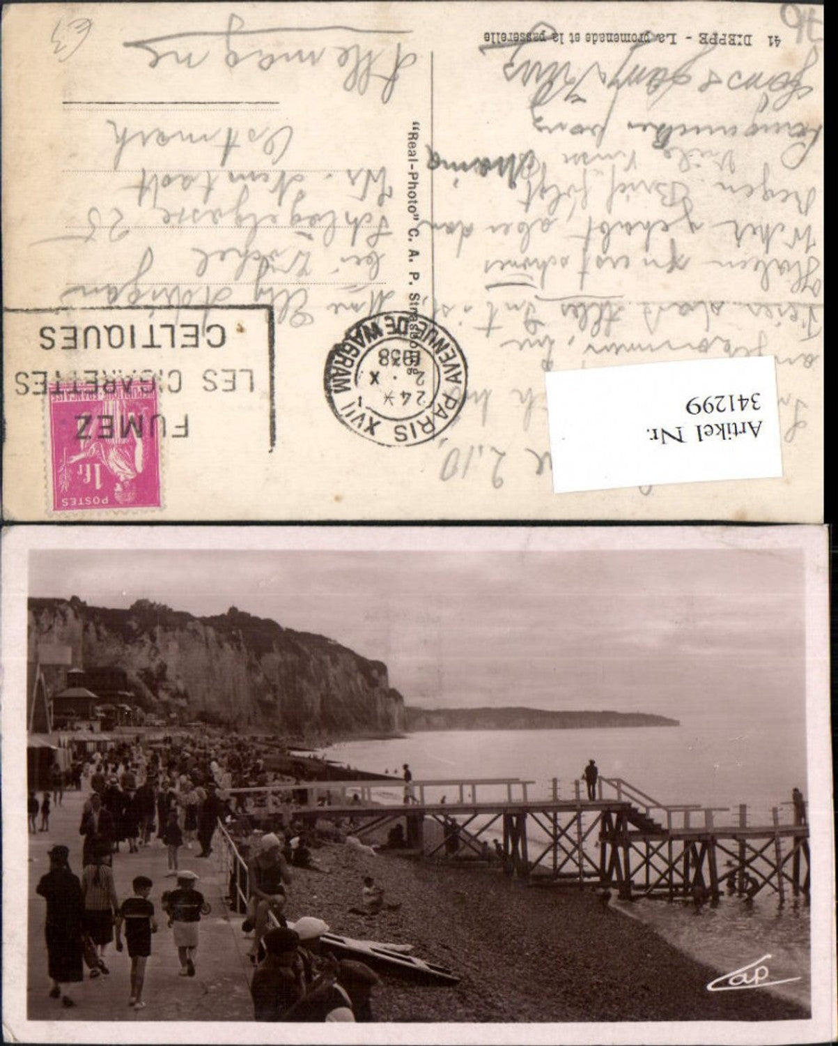 341299,Haute-Normandie Seine-Maritime Dieppe Le promenade et la passerelle Strand Steg