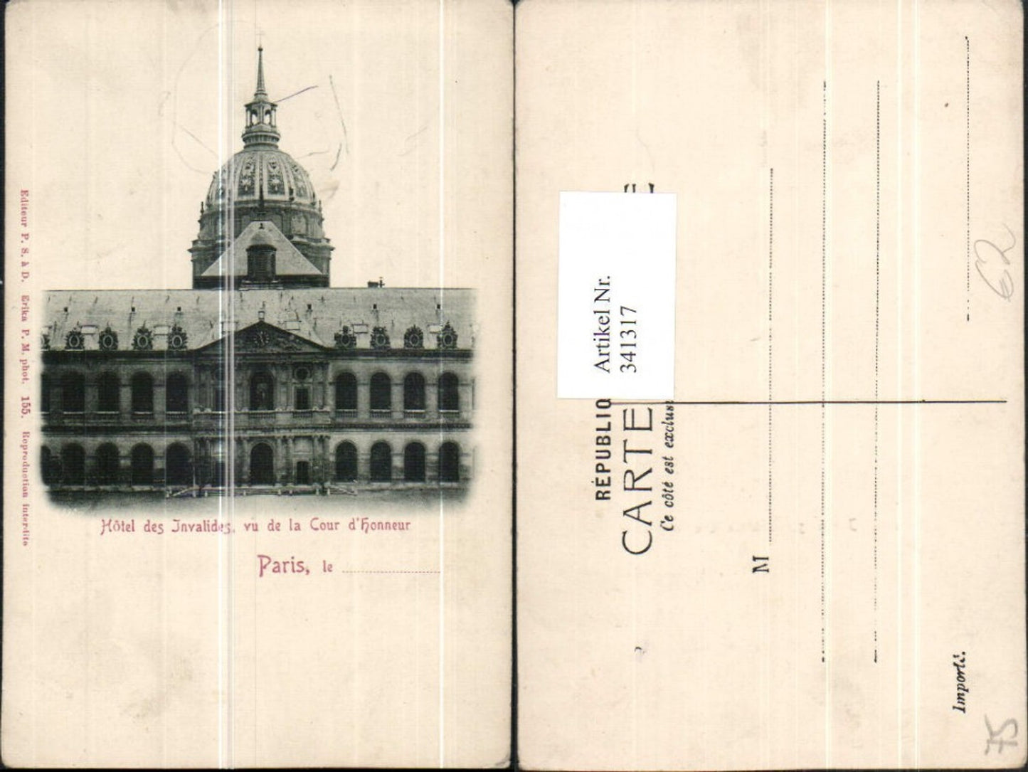 341317,Ile-de-France Paris Hotel des Invalides vu de la cour d'honneur Gebäude