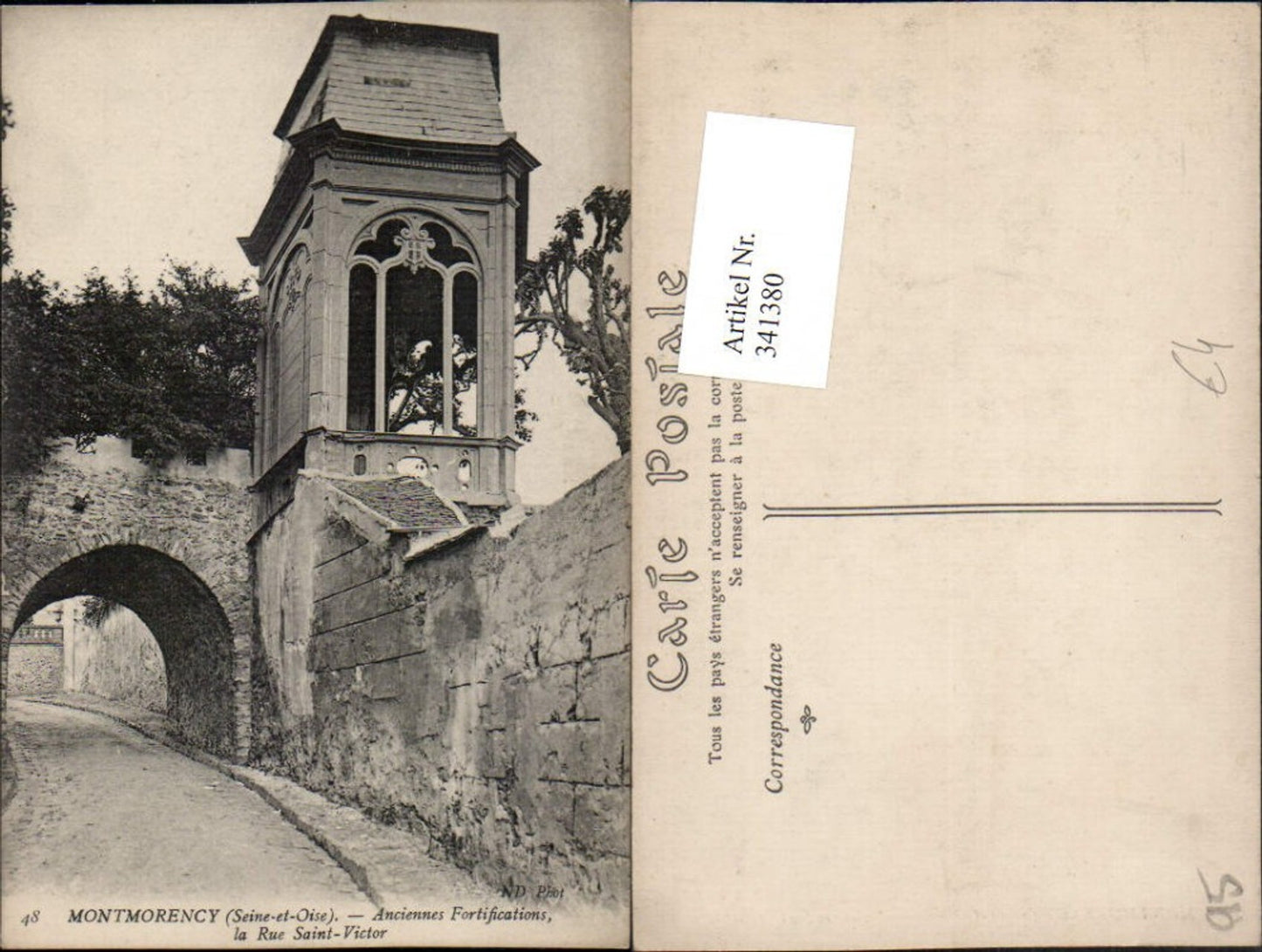 341380,Ile-de-France Val-Oise Montmorency Anciennes Fortifications la Rue Saint-Victor Turm