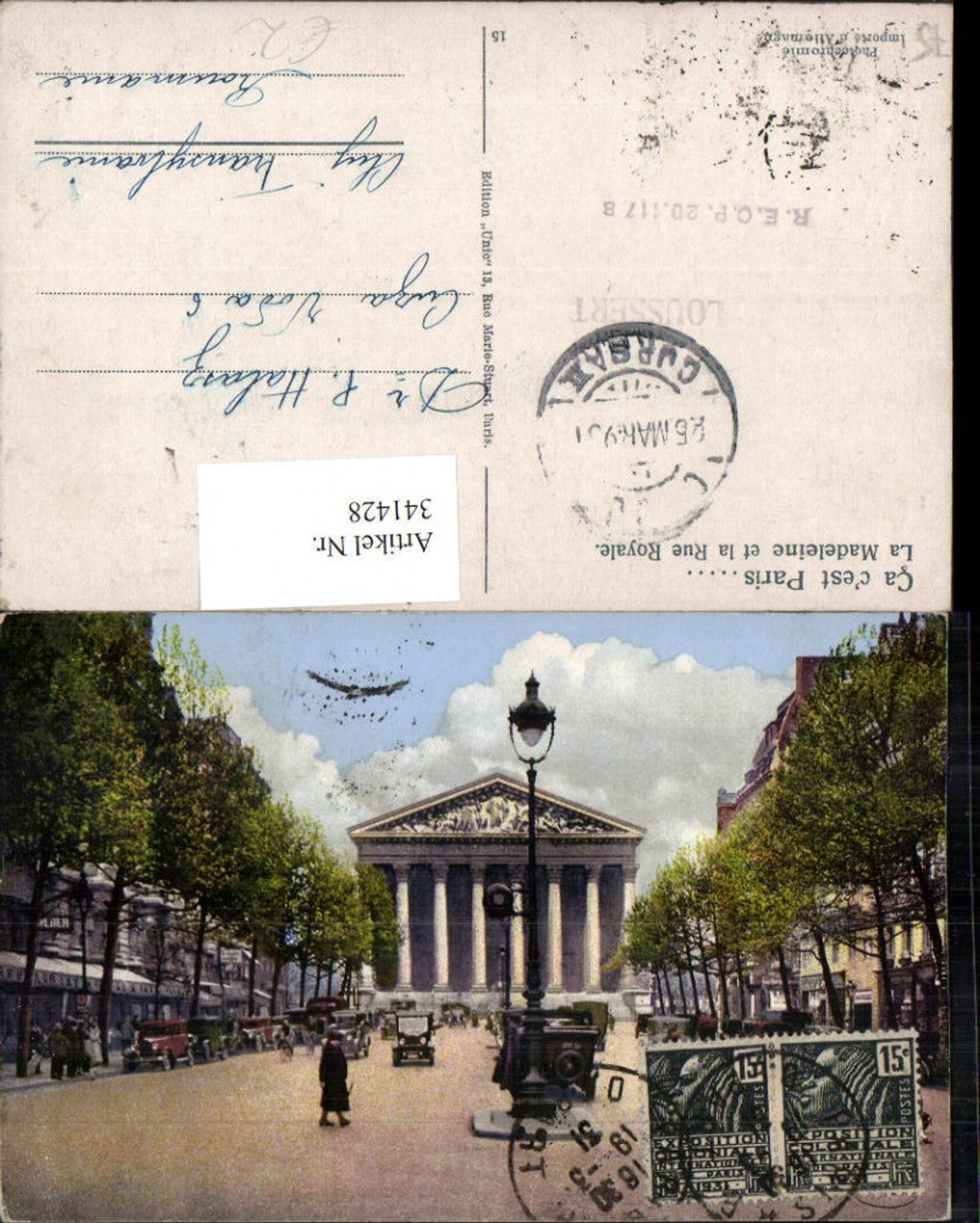 341428,Ile-de-France Paris La Madeleine et la Rue Royale Kirche Straßenansicht