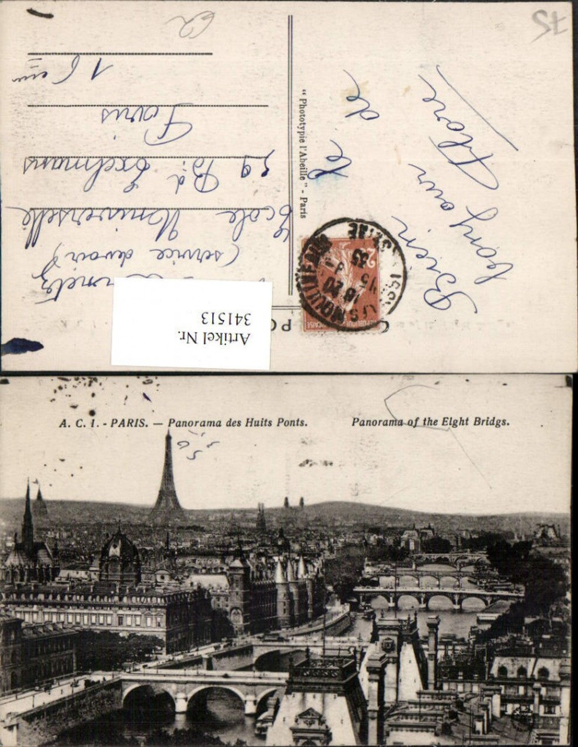 341513,Ile-de-France Paris Panorama des Huits Ponts Teilansicht Brücken