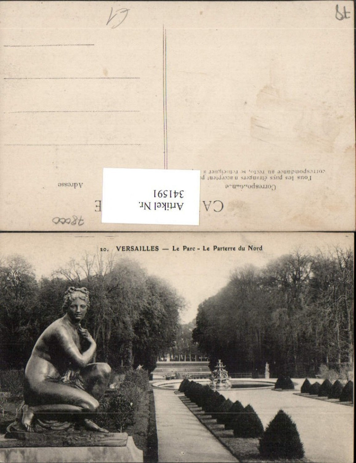 341591,Ile-de-France Yvelines Versailles Le Parc Le Parterre du Nord Statue Brunnen