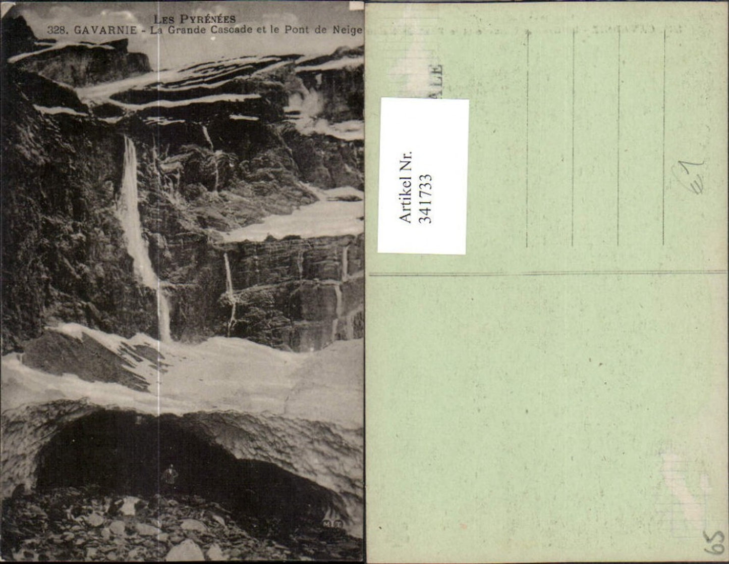 341733,Midi-Pyrenees Hautes-Pyrenees Gavarnie Grande Cascade et le Pont de Neige Wasserfall