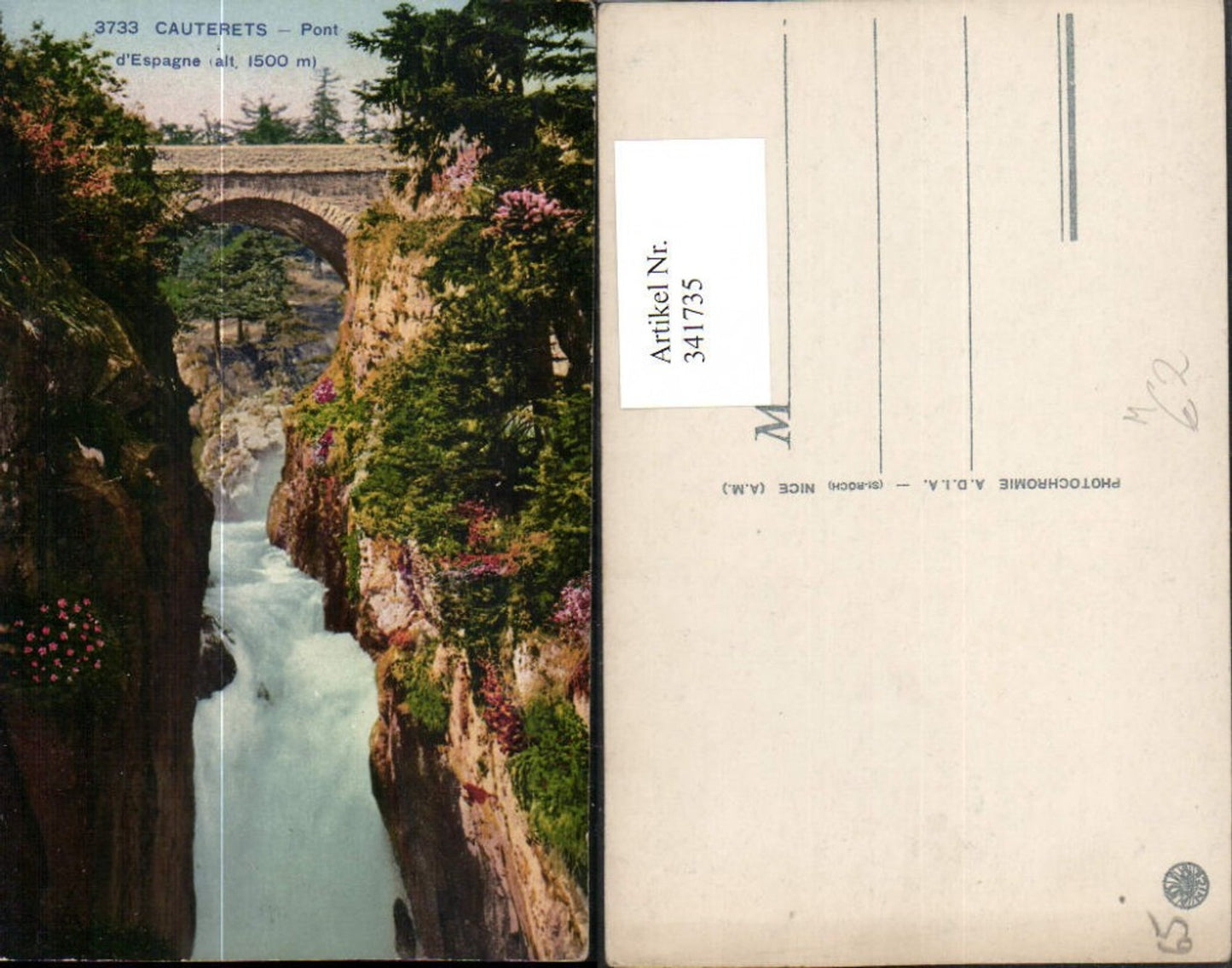341735,Midi-Pyrenees Hautes-Pyrenees Cauterets Pont d'Espagne Brücke Wasserfall