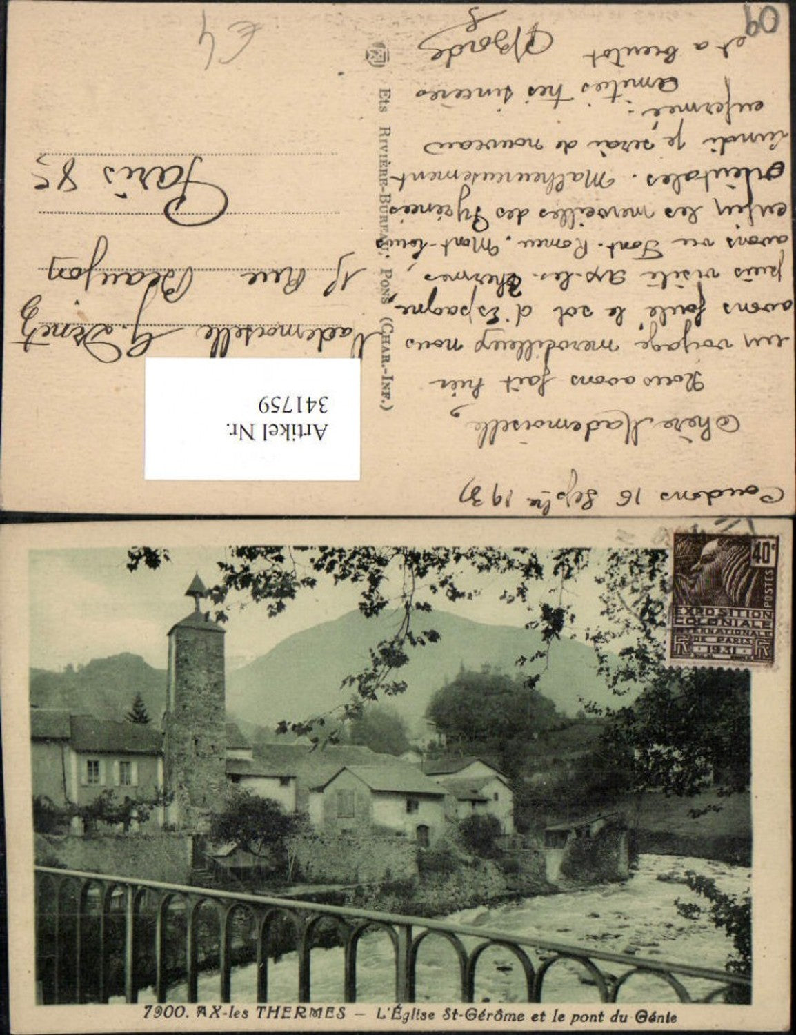 341759,Midi-Pyrenees Ariege Ax-les-Thermes L'Eglise St-Gerome et le pont Genie Kirche
