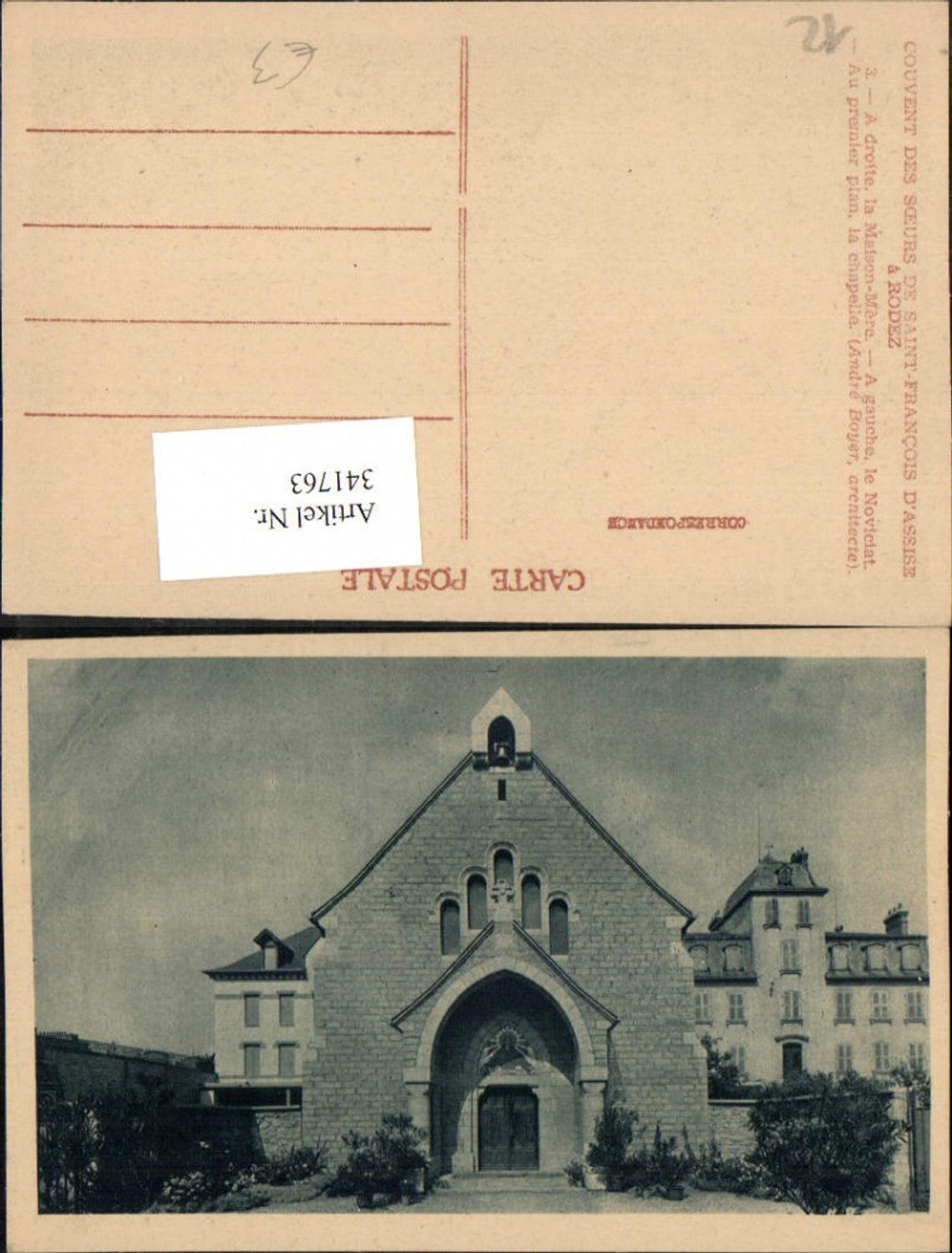341763,Midi-Pyrenees Aveyron Rodez A droite la Maison Mere A gauche le Noviciat Kirche