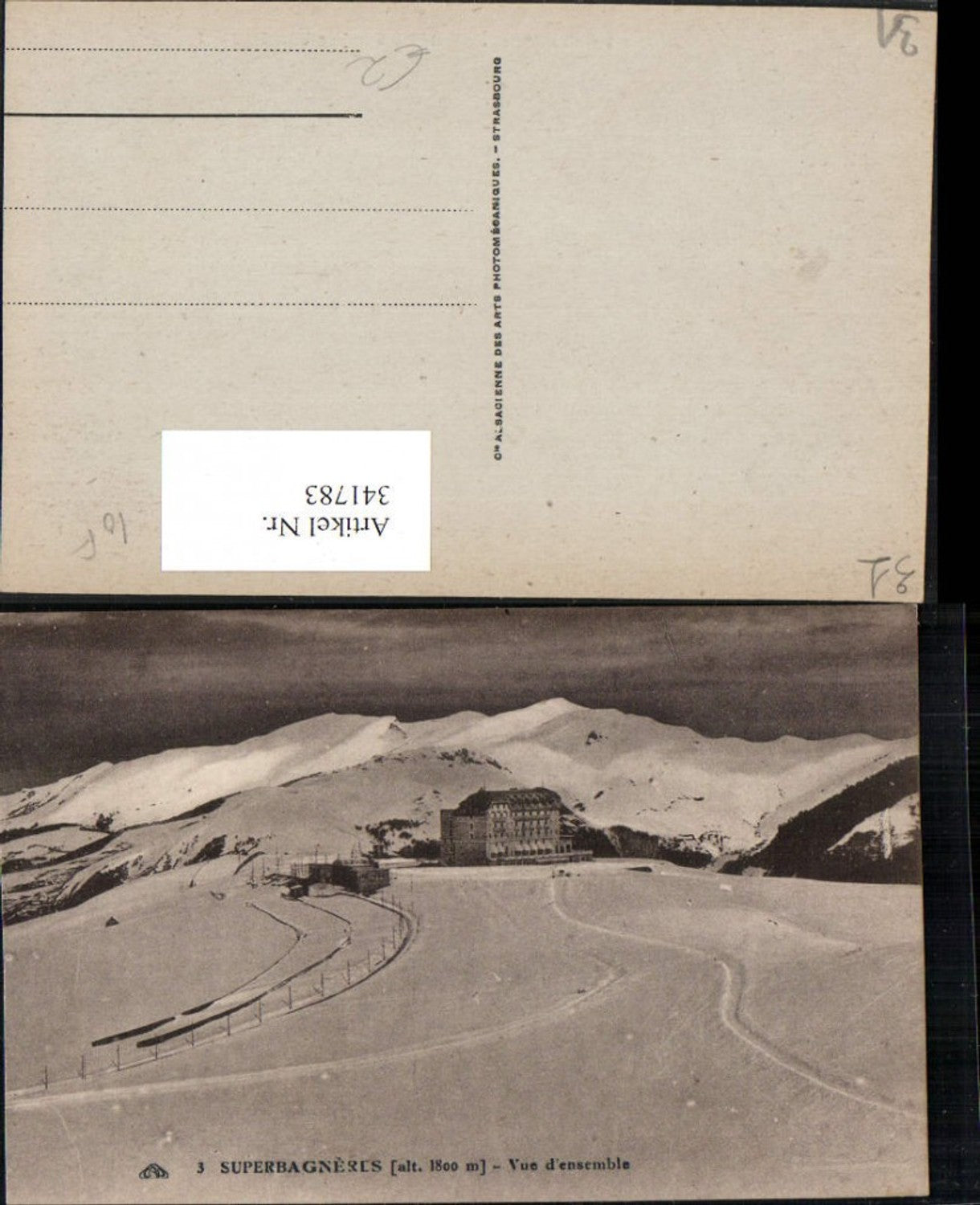 341783,Midi-Pyrenees Haute-Garonne Superbagneres Vue d'ensemble Bergkulisse Winterbild