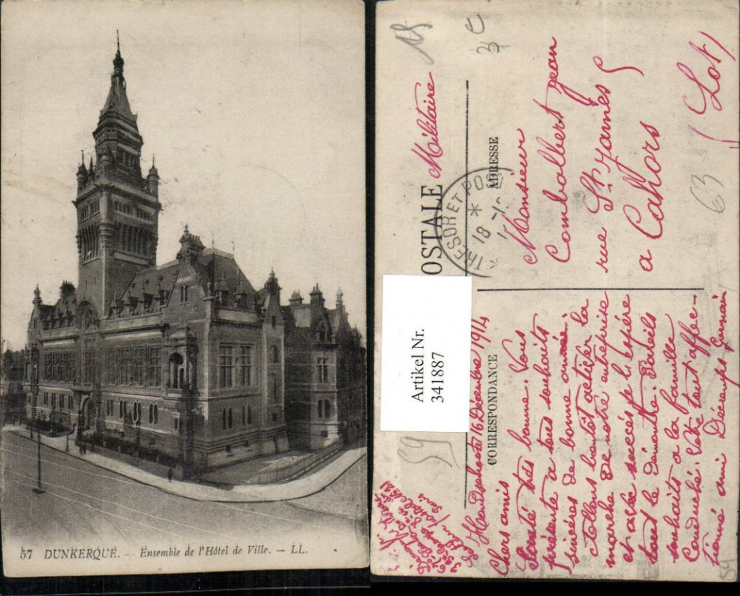 341887,Nord-Pas-de-Calais Nord Dunkerque Ensemble de l'Hotel de Ville Rathaus