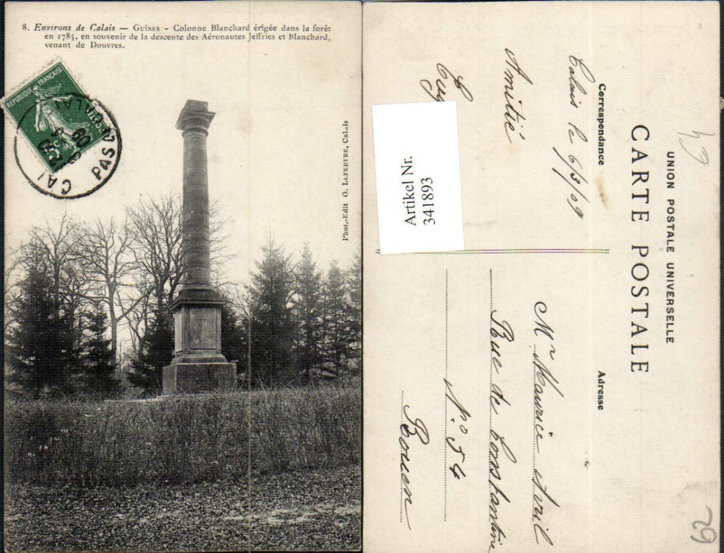 341893,Nord-Pas-de-Calais Pas-de-Calais Calais Guines Colonne Blanchard Säule