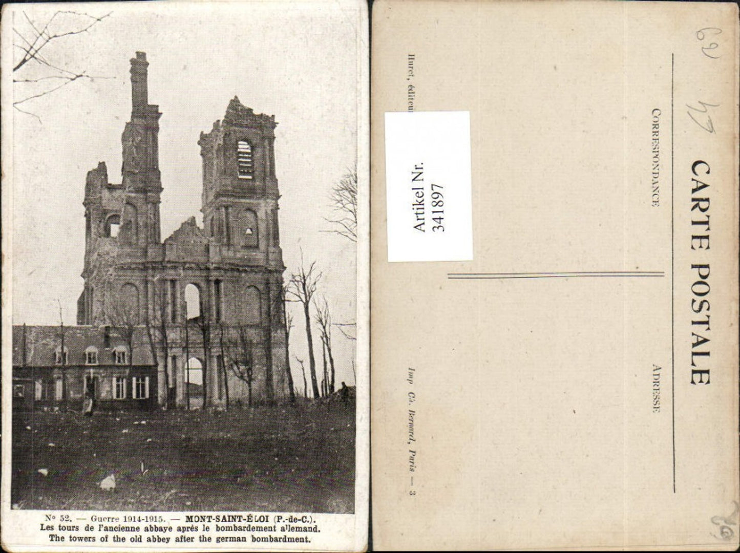 341897,Nord-Pas-de-Calais Pas-de-Calais Mont-Saint-Eloi Tours de Abbaye Ruine