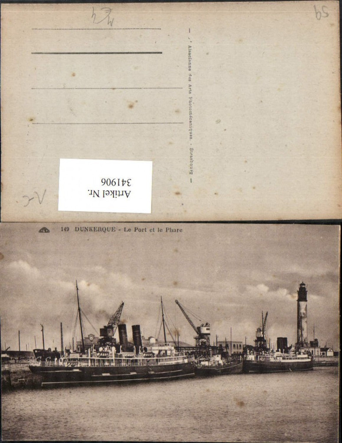 341906,Nord-Pas-de-Calais Nord Dunkerque Le Port et le Phare Hafen Dampfer Leuchtturm