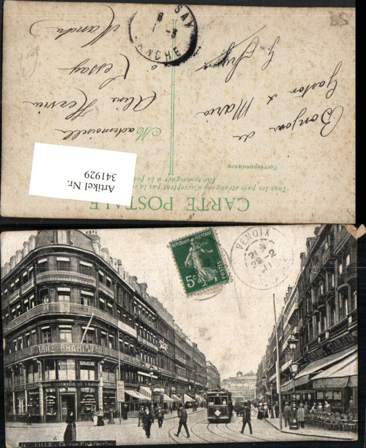 341929,Nord-Pas-de-Calais Nord Lille La rue Faidherbe Straßenansicht Straßenbahn