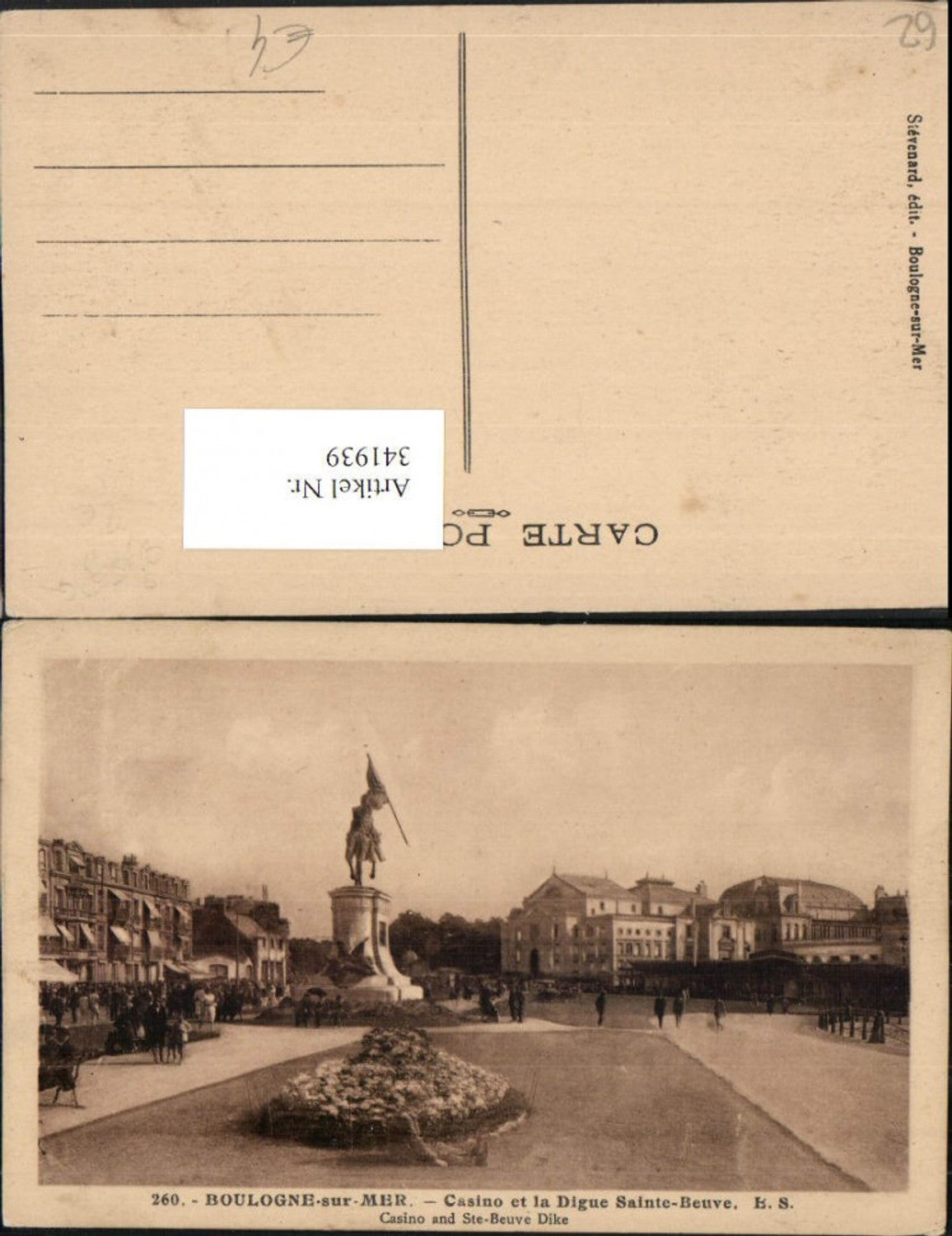 341939,Nord-Pas-de-Calais Pas-de-Calais Boulogne-sur-Mer Casino et la Digue Sainte-Beuve Denkmal
