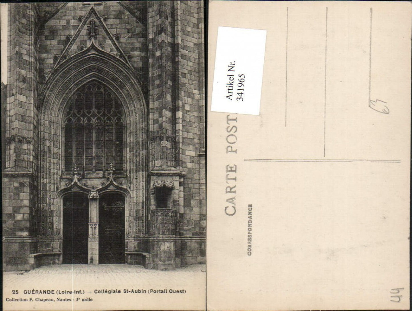 341965,Pays de la Loire Loire-Atlantique Guerande Collegiale St-Aubin Stift Kirchenportal