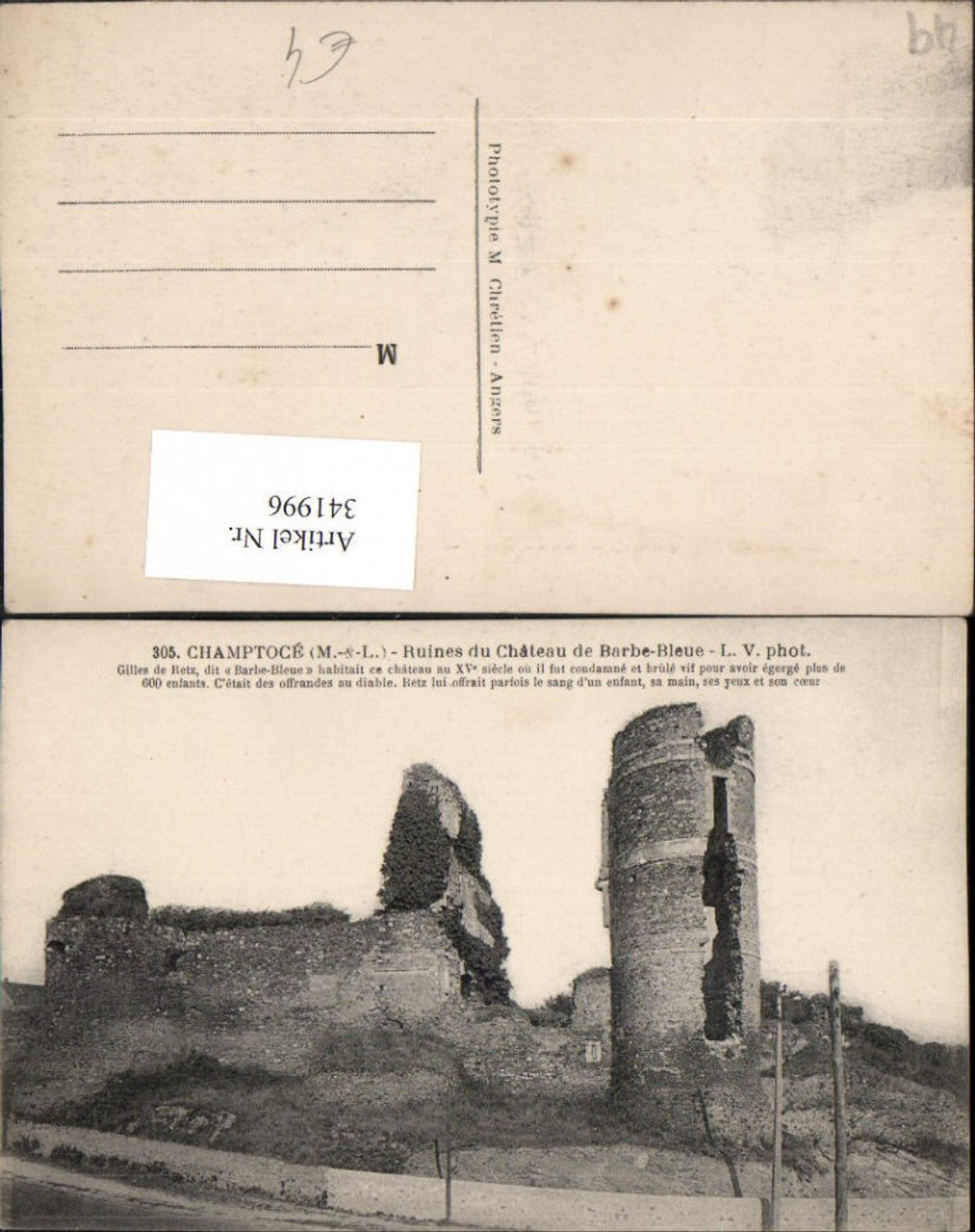 341996,Pays de la Loire Maine-et-Loire Champtoce Ruines du Chateau de Barbe-Bleue Schlossruine