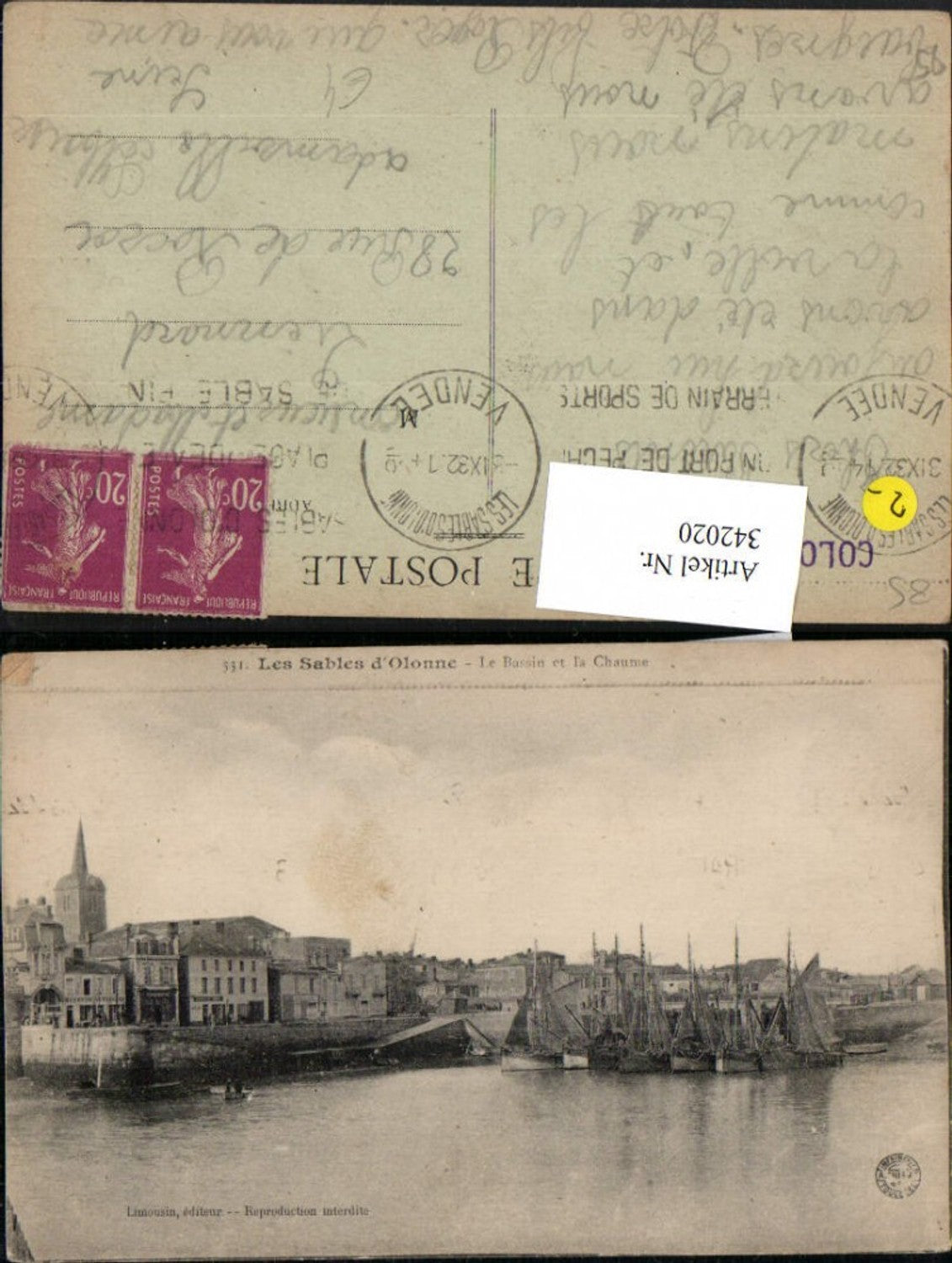342020,Pays de la Loire Vendee Les Sables-d'Olonne Le Bassin et la Chaume Segelboote
