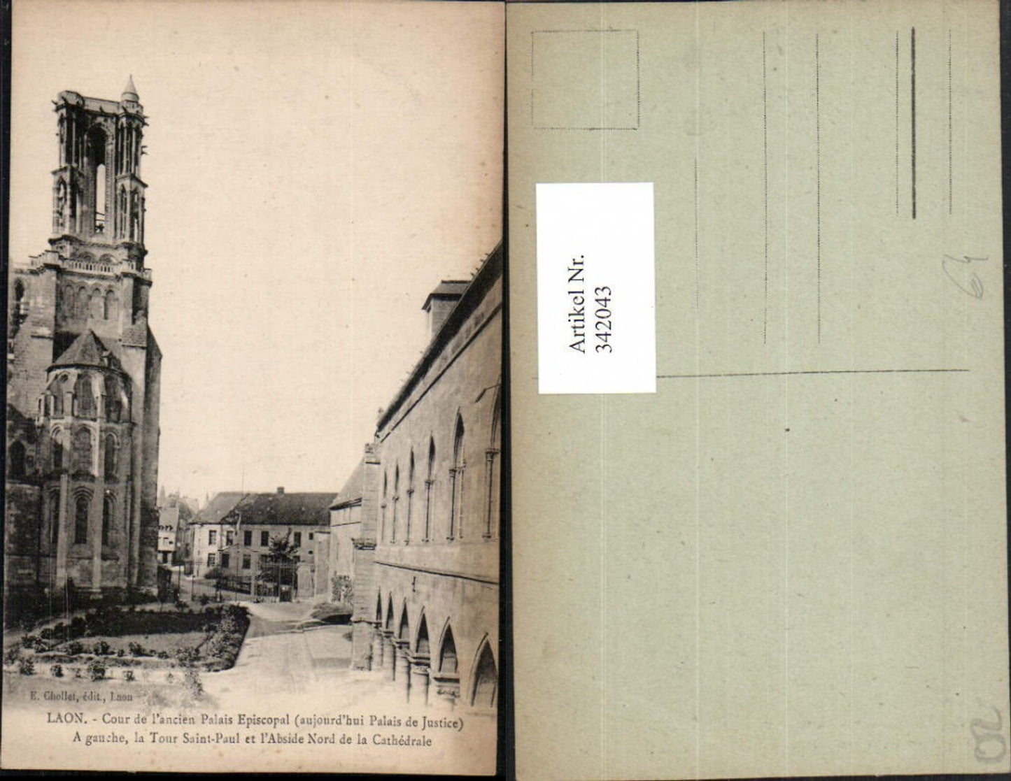 342043,Picardie Aisne Laon Cour de Palais Episcorpal Tour Saint-Paul Turm