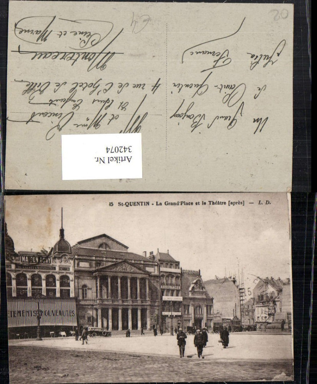 342074,Picardie Aisne St-Quentin La Grand Place et le Theatre Theater