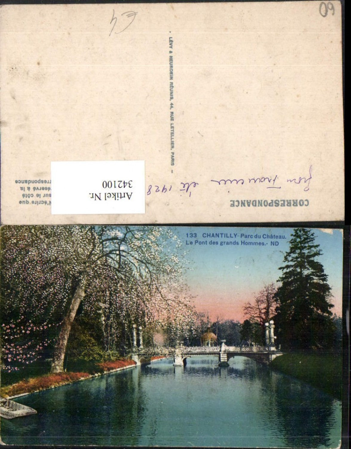 342100,Picardie Oise Chantilly Parc du Chateau Pont des grands Hommes Brücke