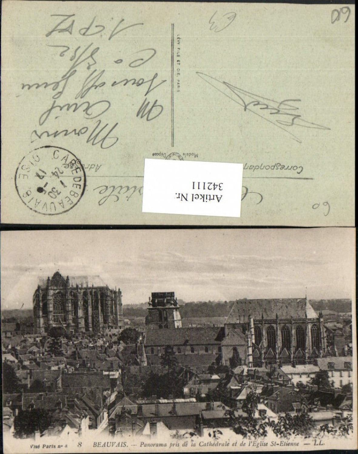 342111,Picardie Oise Beauvais Panorama pris de la Cathedrale Eglise St-Etienne Kirchen